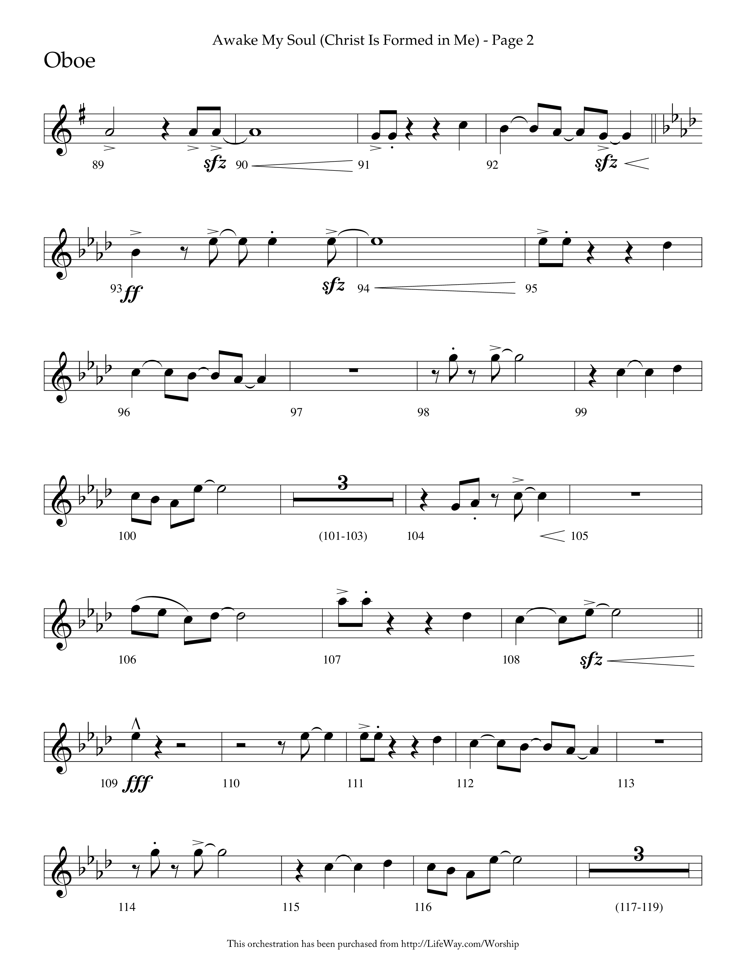 Awake My Soul (Christ Is Formed In Me) with I Need Thee Every Hour (Choral Anthem SATB) Oboe (Lifeway Choral / Arr. Cliff Duren)