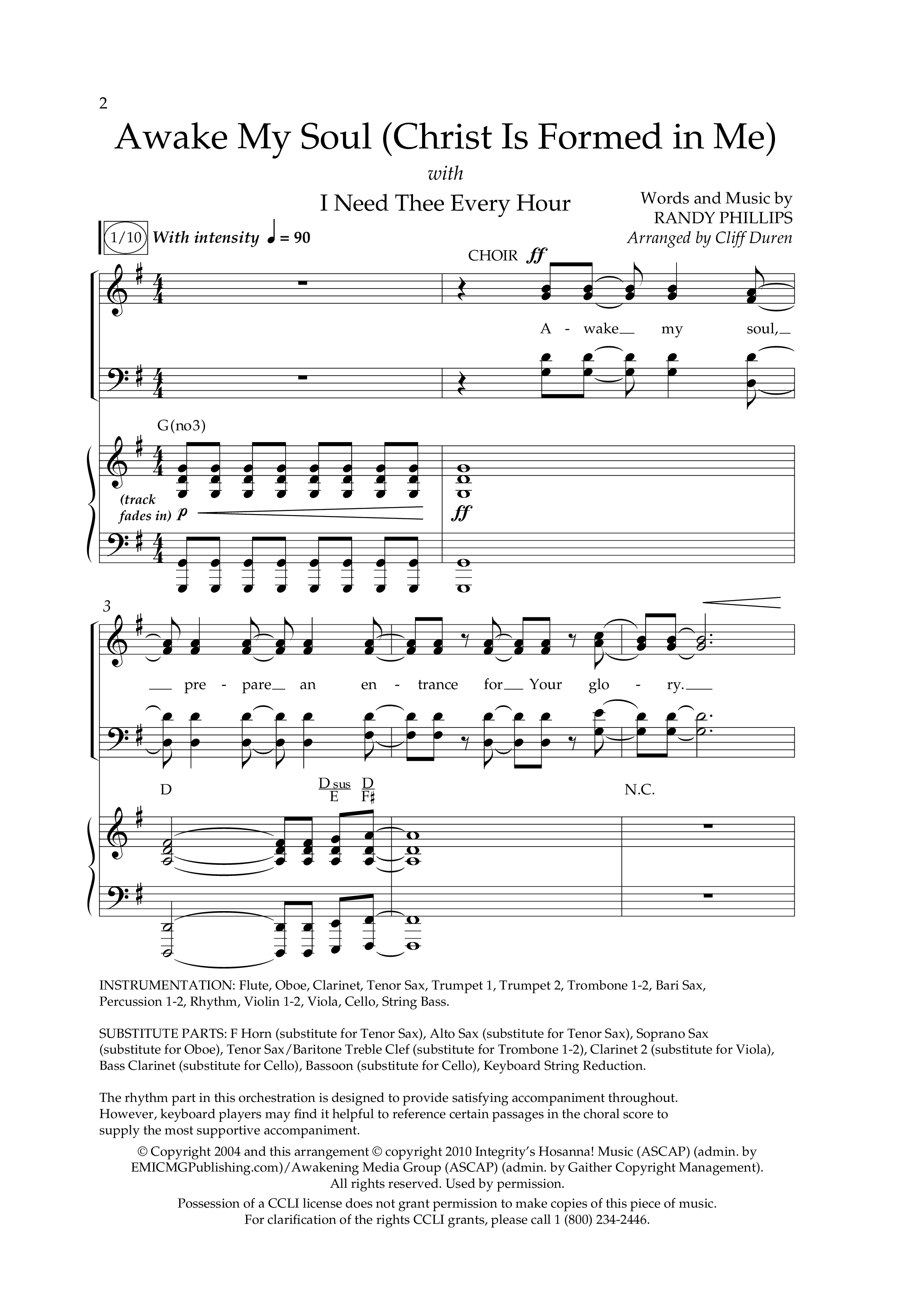 Awake My Soul (Christ Is Formed In Me) with I Need Thee Every Hour (Choral Anthem SATB) Anthem (SATB/Piano) (Lifeway Choral / Arr. Cliff Duren)