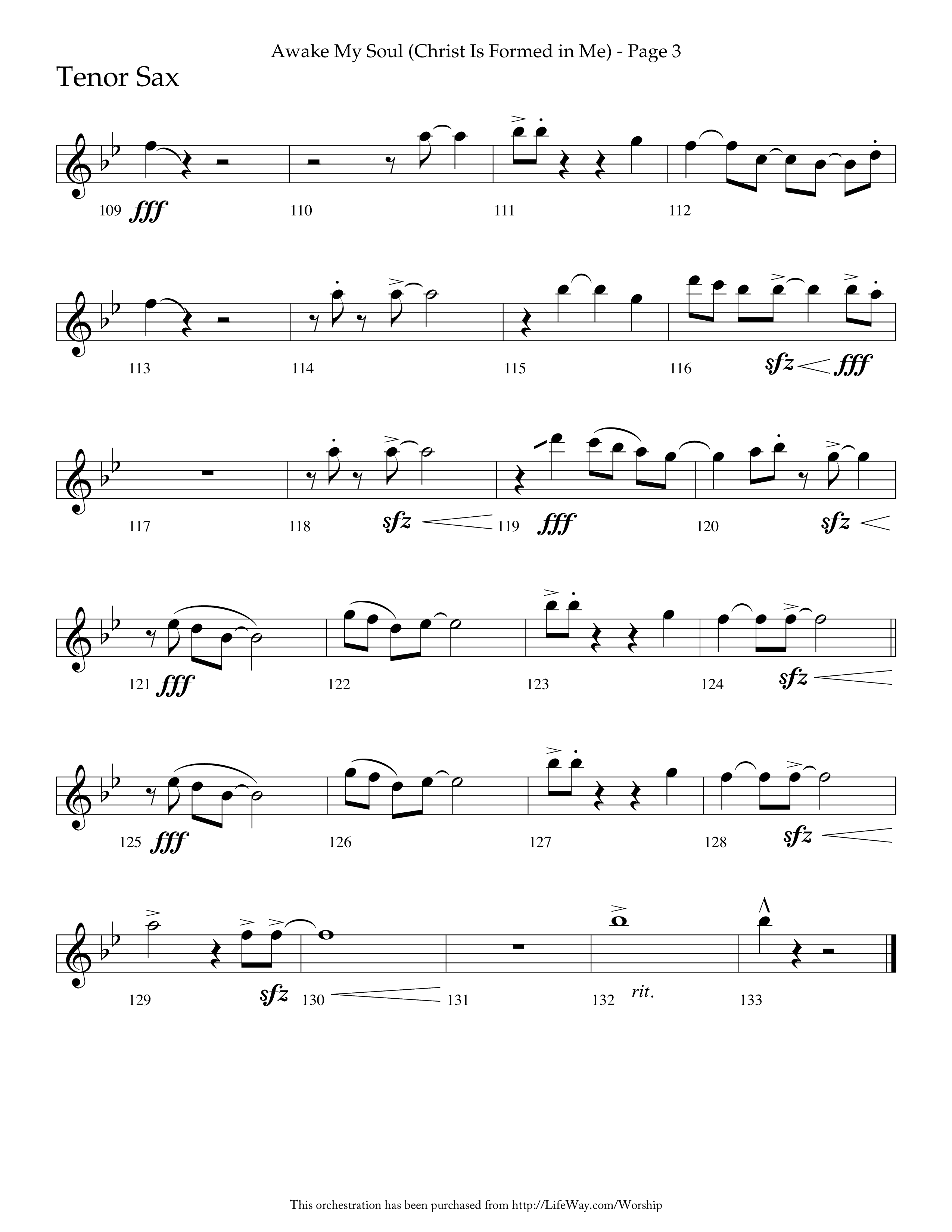 Awake My Soul (Christ Is Formed In Me) with I Need Thee Every Hour (Choral Anthem SATB) Tenor Sax 1 (Lifeway Choral / Arr. Cliff Duren)