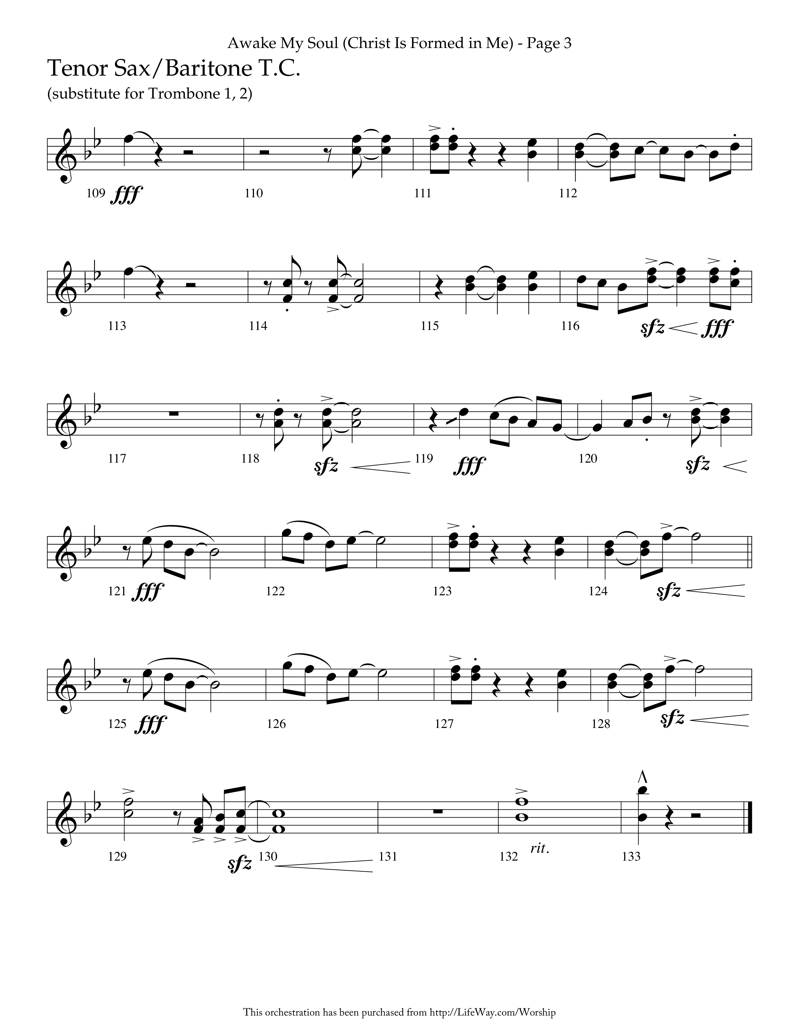 Awake My Soul (Christ Is Formed In Me) with I Need Thee Every Hour (Choral Anthem SATB) Tenor Sax/Baritone T.C. (Lifeway Choral / Arr. Cliff Duren)