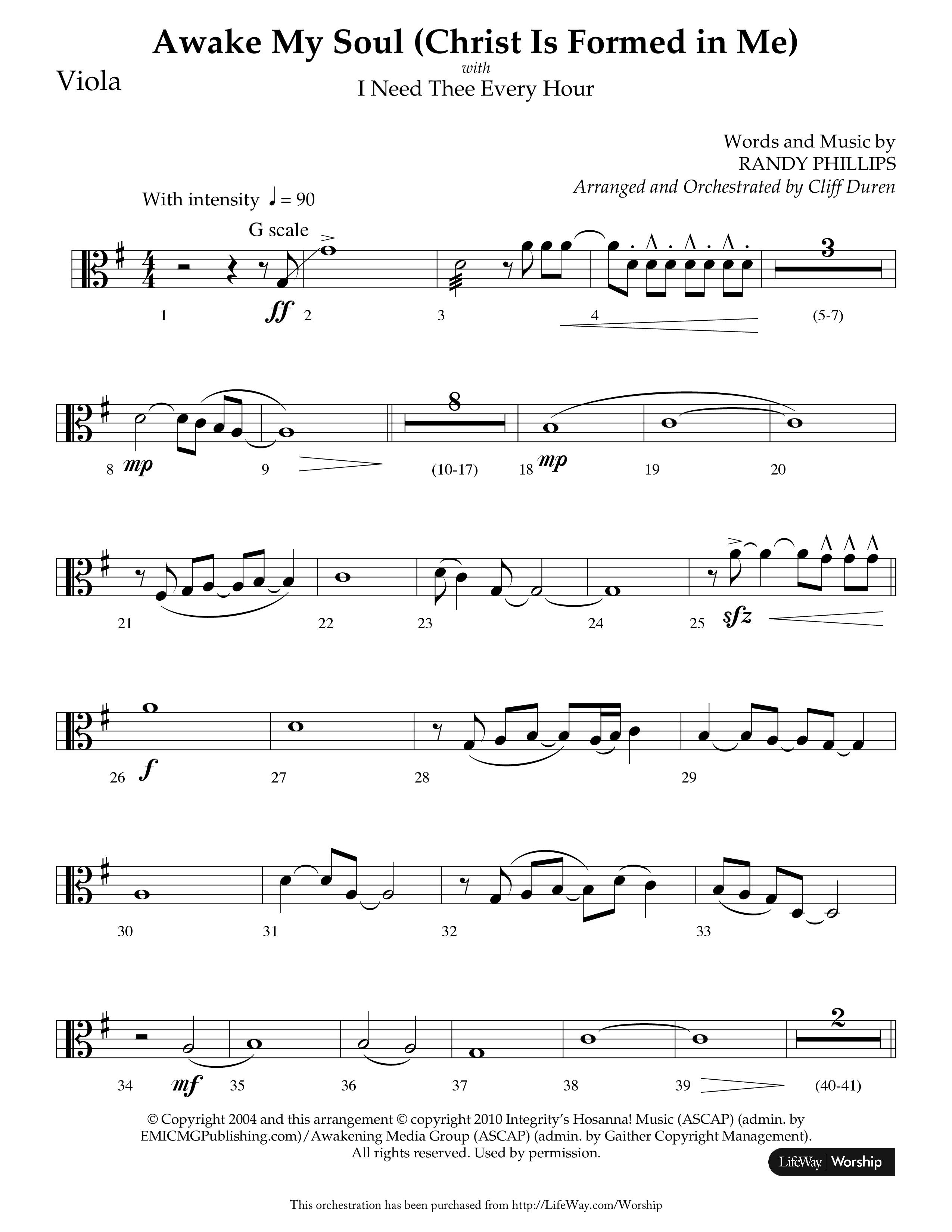 Awake My Soul (Christ Is Formed In Me) with I Need Thee Every Hour (Choral Anthem SATB) Viola (Lifeway Choral / Arr. Cliff Duren)
