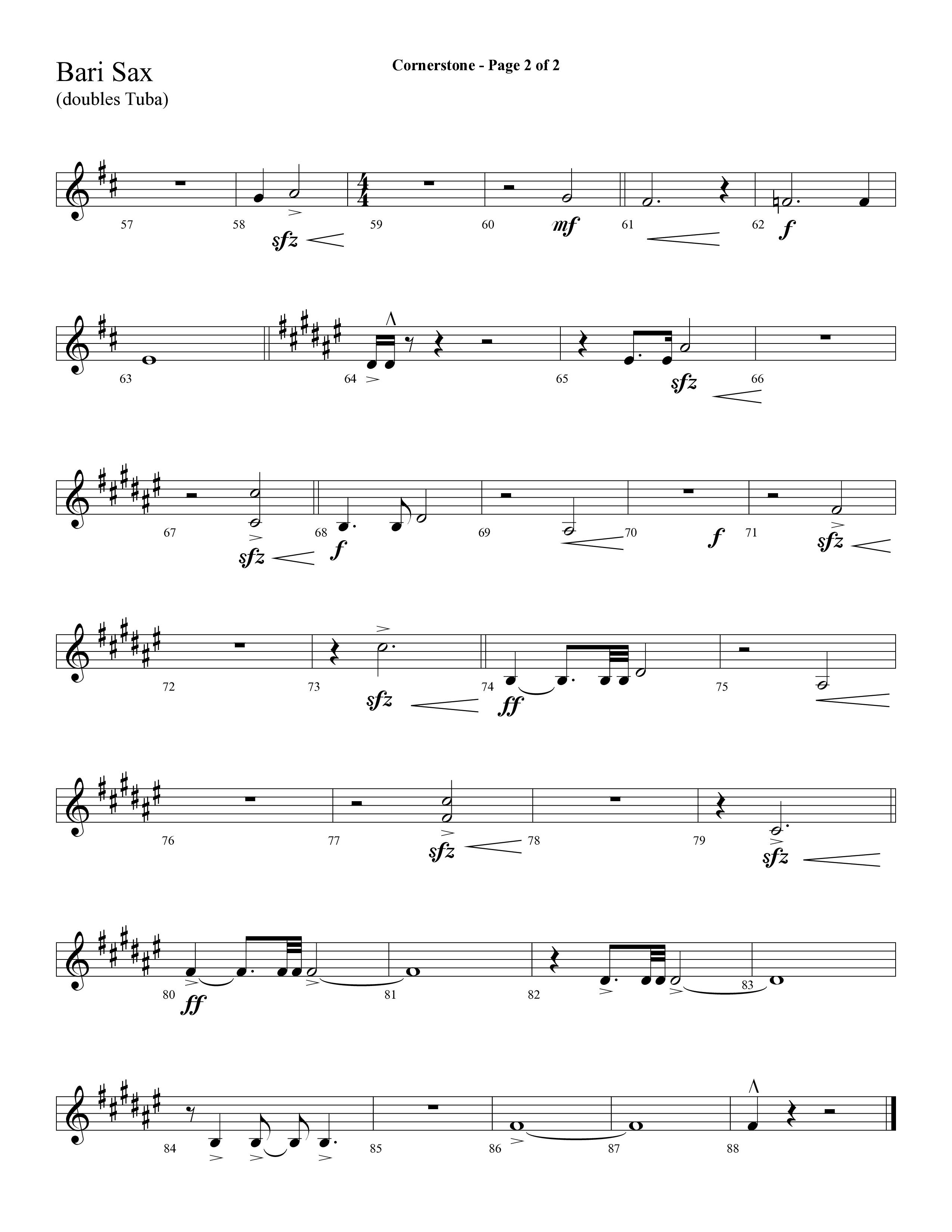 Cornerstone (with The Solid Rock) (Choral Anthem SATB) Bari Sax (Lifeway Choral / Arr. Cliff Duren)