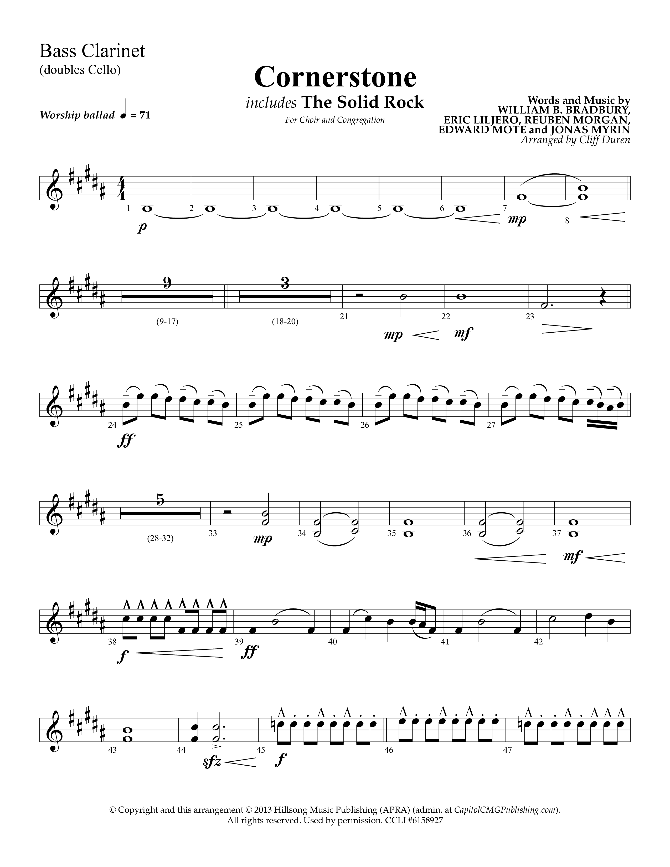 Cornerstone (with The Solid Rock) (Choral Anthem SATB) Bass Clarinet (Lifeway Choral / Arr. Cliff Duren)