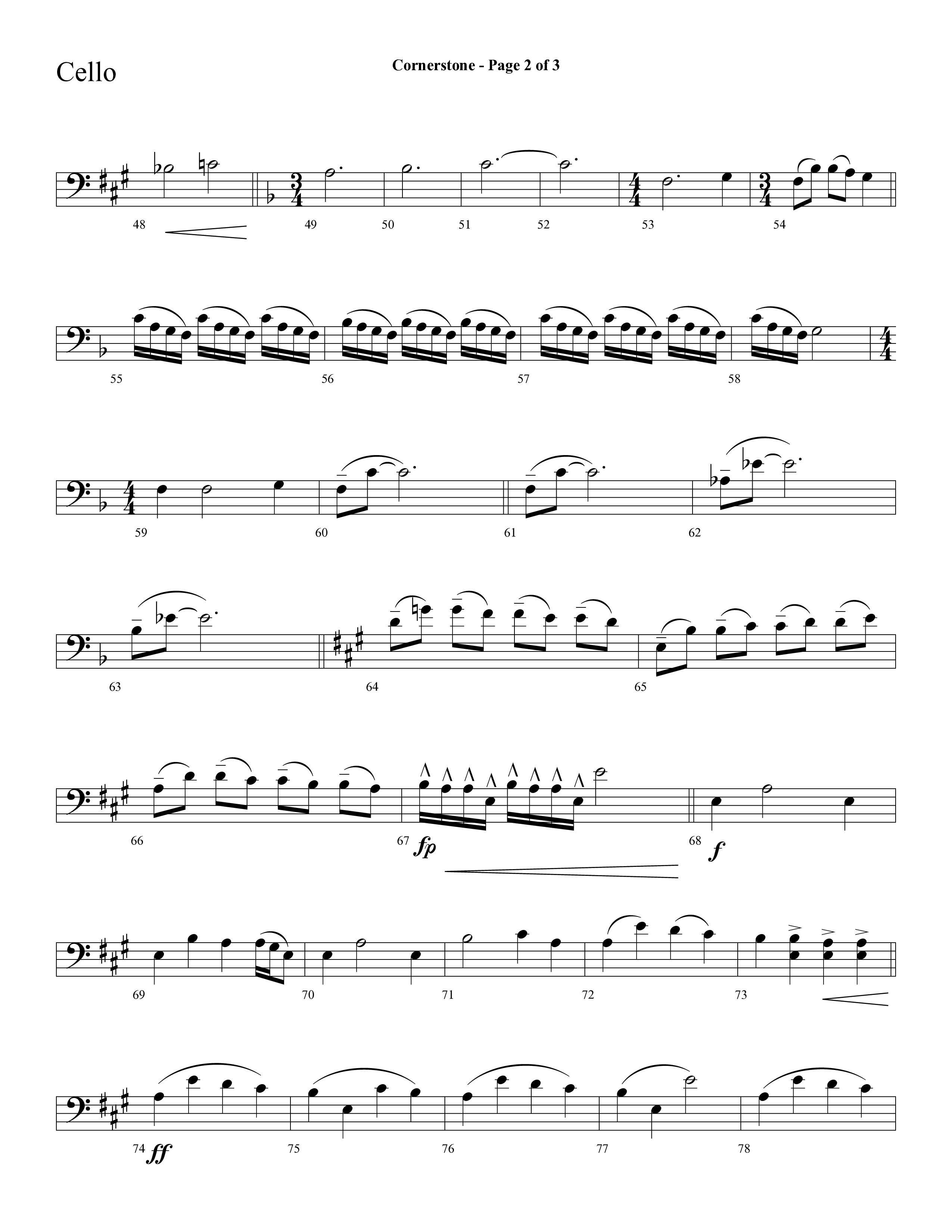 Cornerstone (with The Solid Rock) (Choral Anthem SATB) Cello (Lifeway Choral / Arr. Cliff Duren)