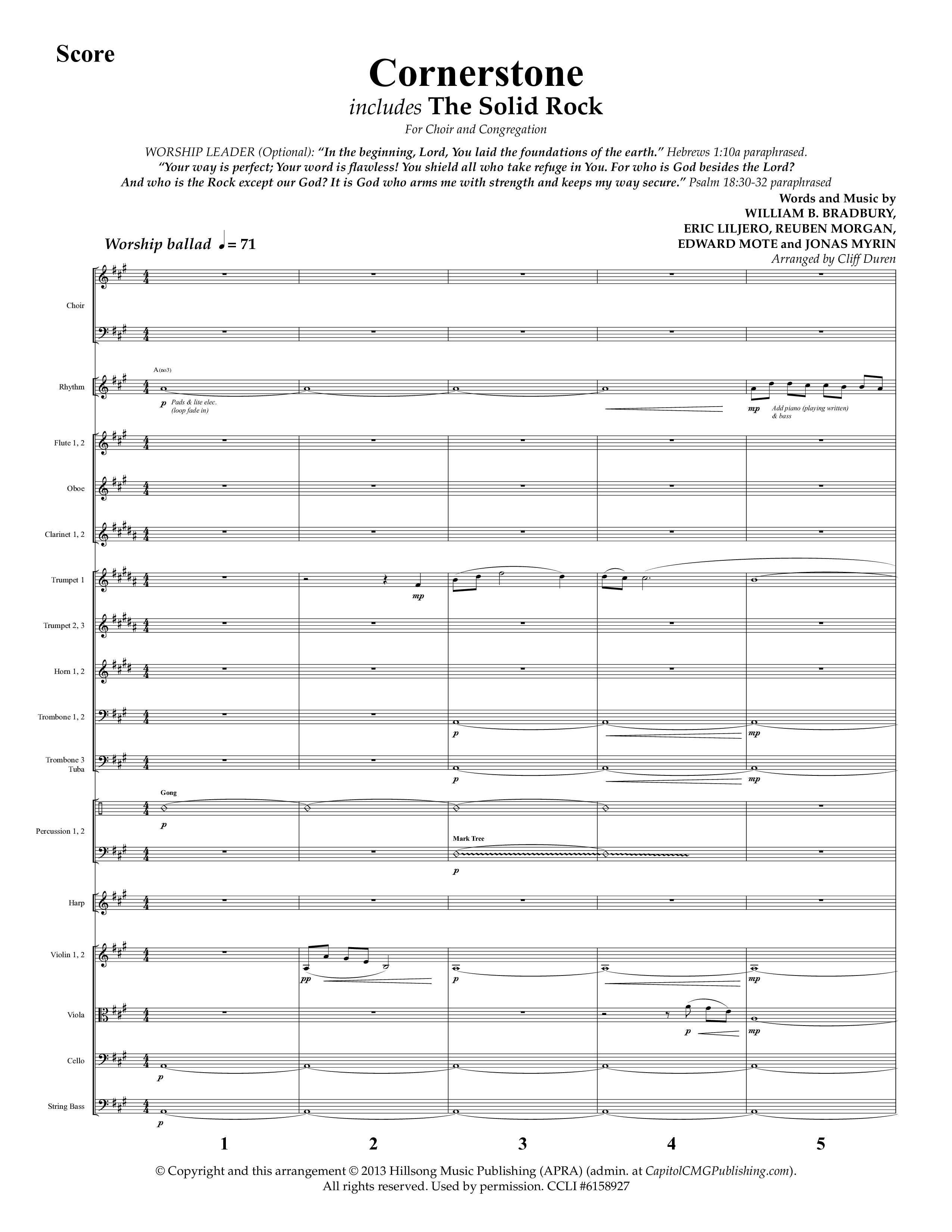Cornerstone (with The Solid Rock) (Choral Anthem SATB) Orchestration (Lifeway Choral / Arr. Cliff Duren)