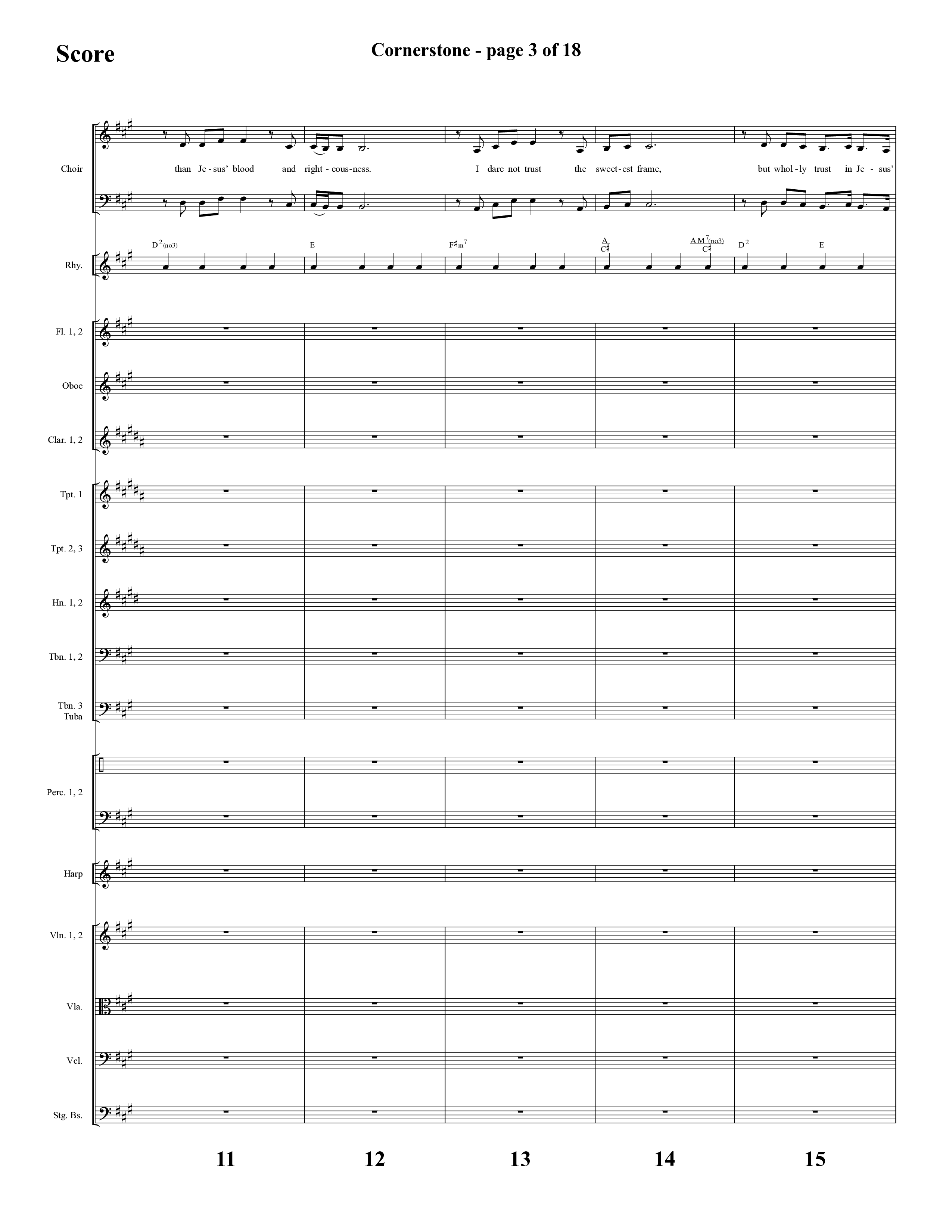 Cornerstone (with The Solid Rock) (Choral Anthem SATB) Conductor's Score (Lifeway Choral / Arr. Cliff Duren)
