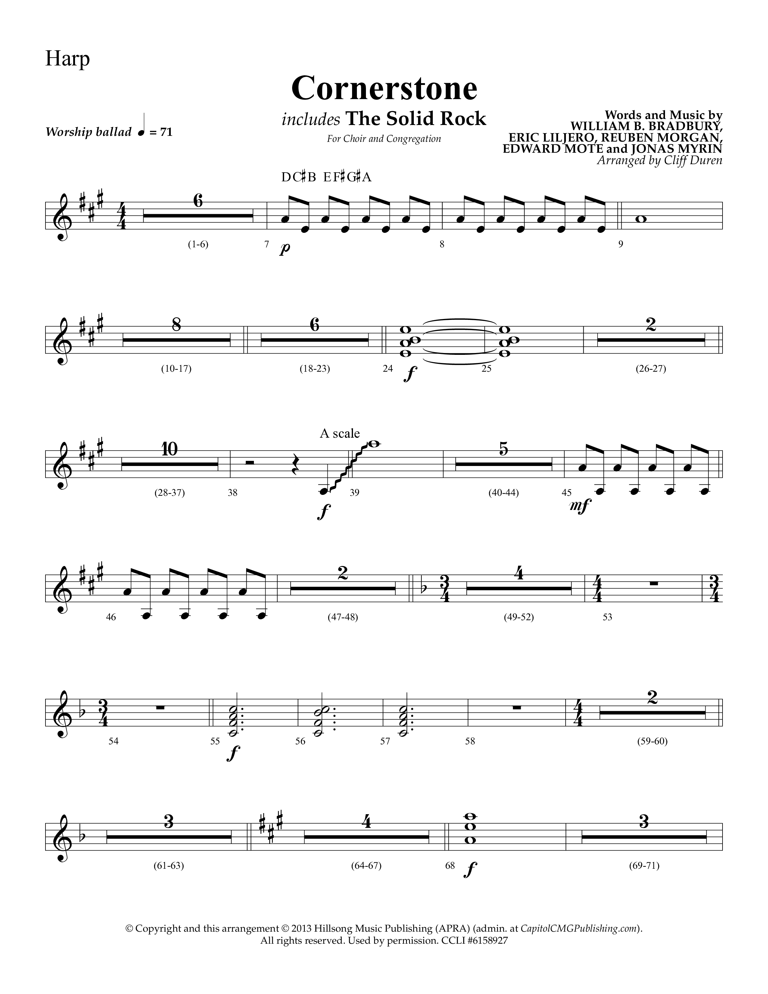 Cornerstone (with The Solid Rock) (Choral Anthem SATB) Harp (Lifeway Choral / Arr. Cliff Duren)