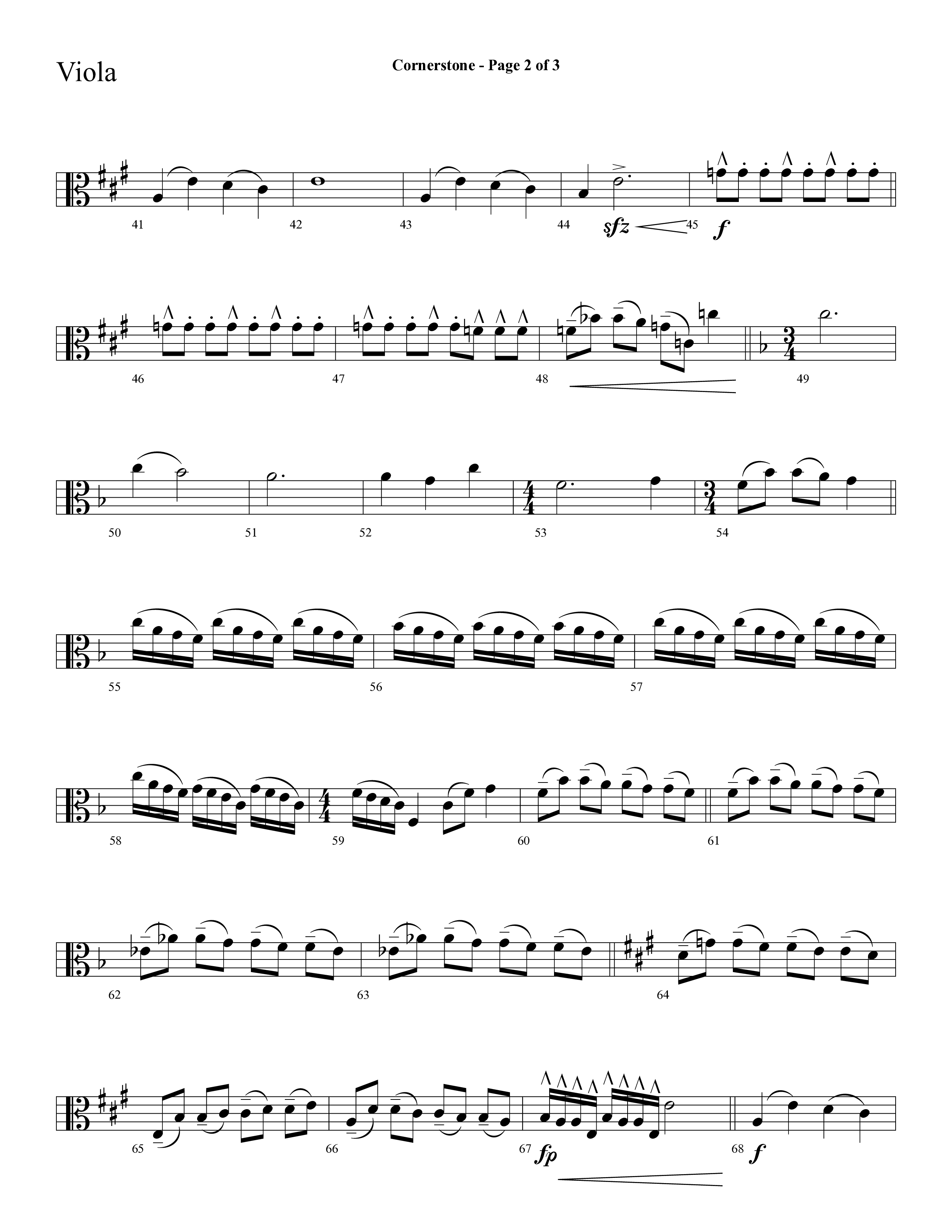 Cornerstone (with The Solid Rock) (Choral Anthem SATB) Viola (Lifeway Choral / Arr. Cliff Duren)