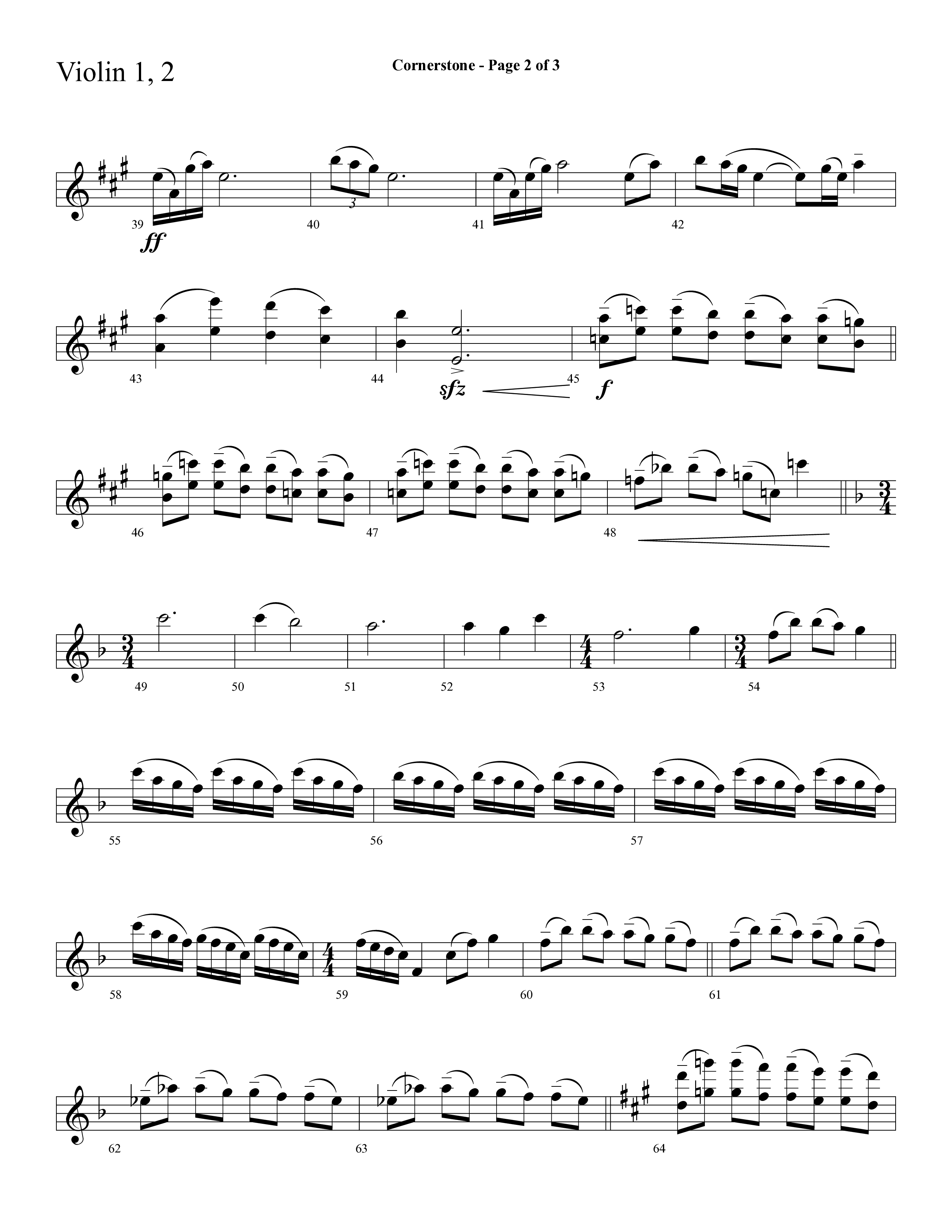 Cornerstone (with The Solid Rock) (Choral Anthem SATB) Violin 1/2 (Lifeway Choral / Arr. Cliff Duren)