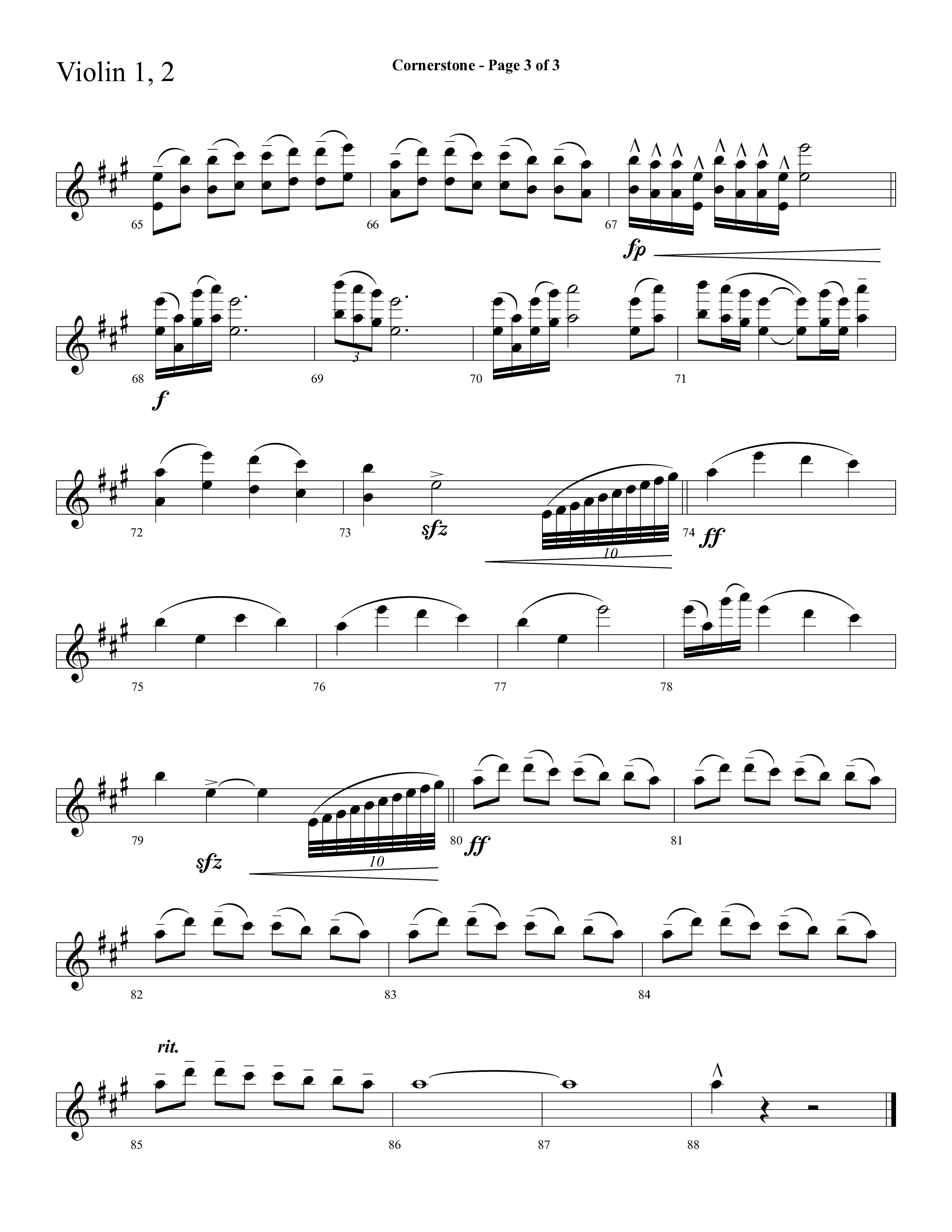 Cornerstone (with The Solid Rock) (Choral Anthem SATB) Violin 1/2 (Lifeway Choral / Arr. Cliff Duren)