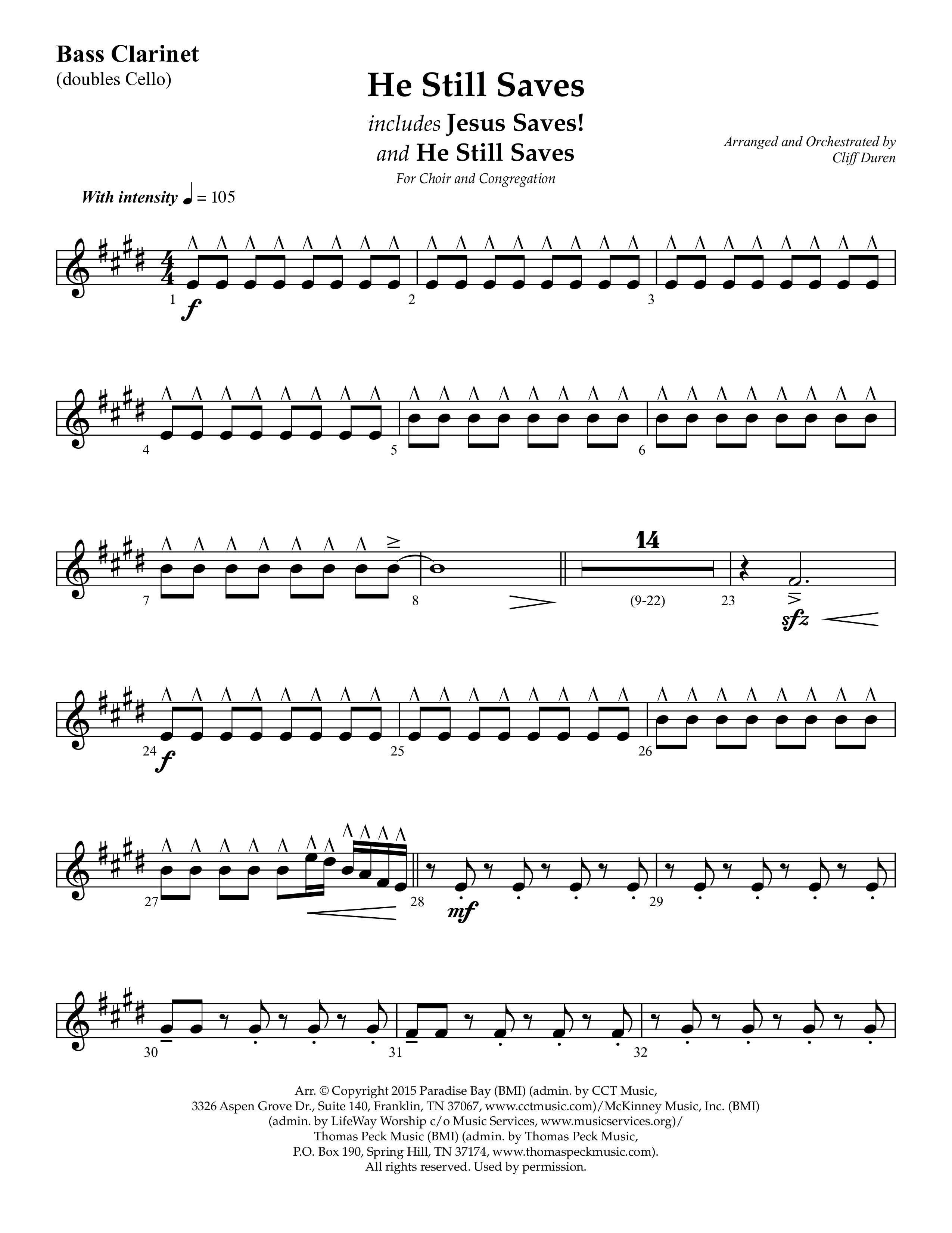 He Still Saves (with Jesus Saves) (Choral Anthem SATB) Bass Clarinet (Lifeway Choral / Arr. Cliff Duren)