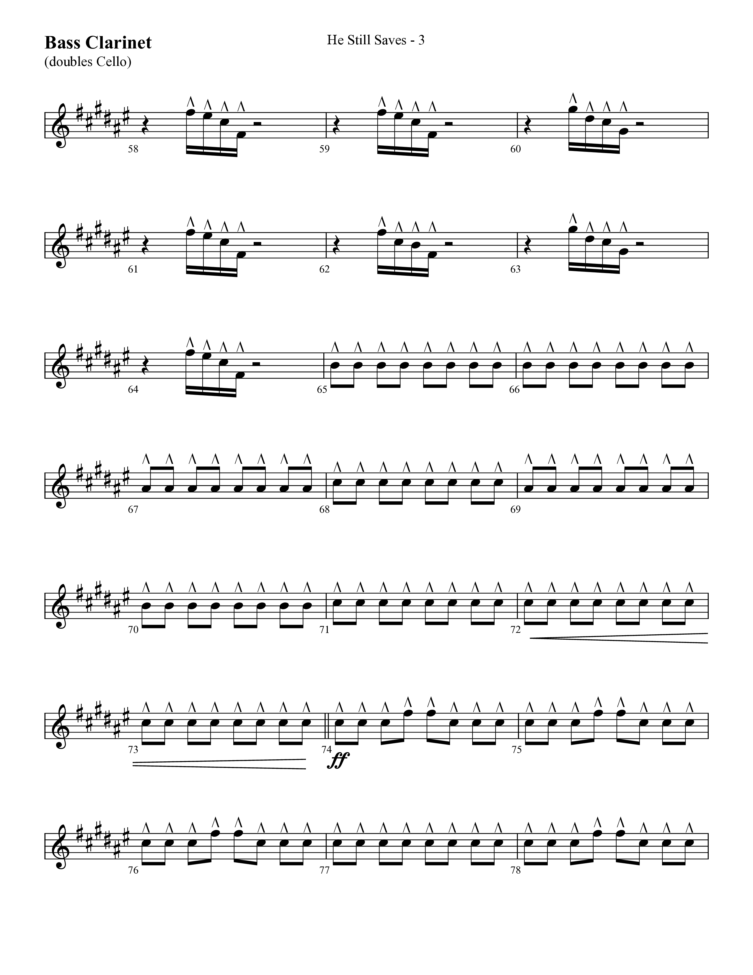 He Still Saves (with Jesus Saves) (Choral Anthem SATB) Bass Clarinet (Lifeway Choral / Arr. Cliff Duren)