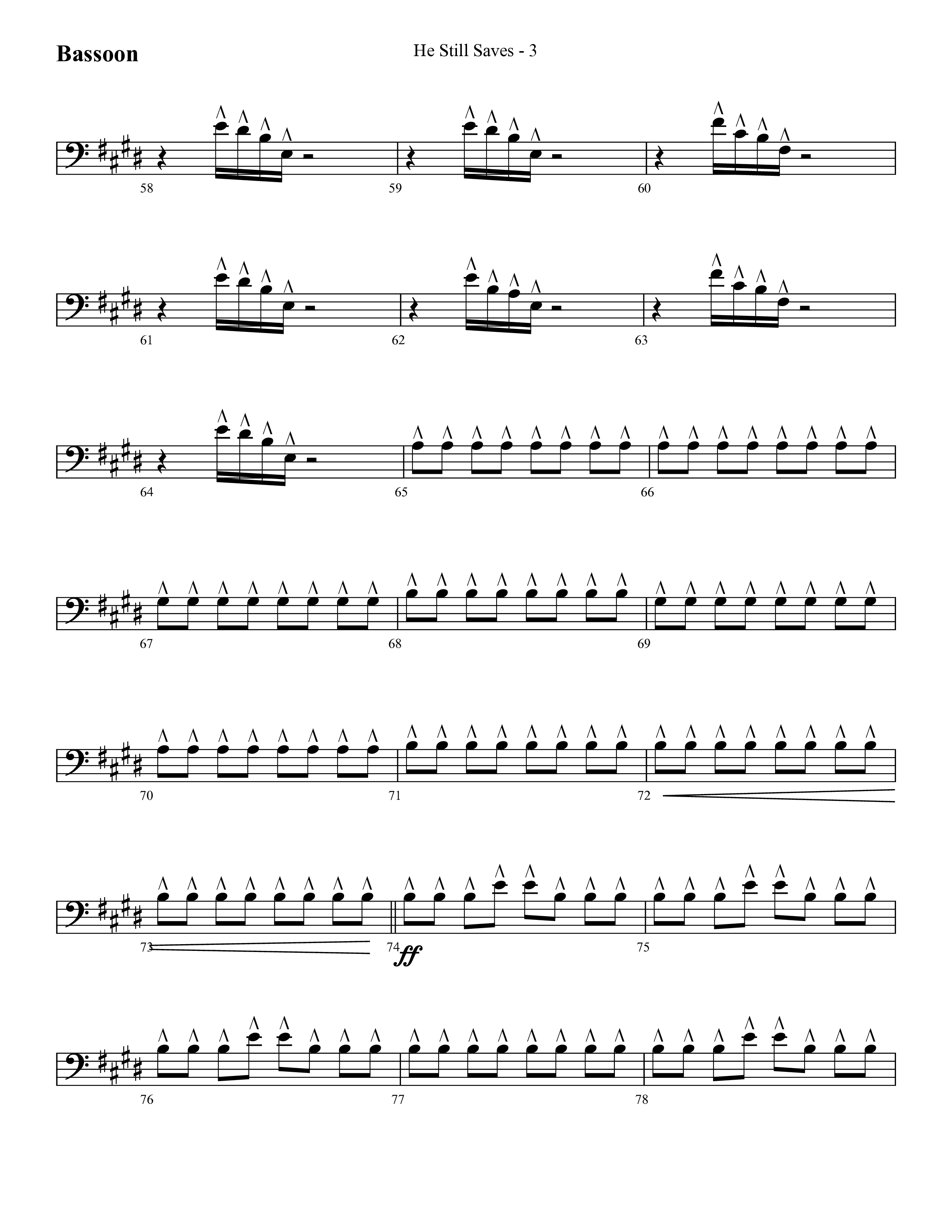 He Still Saves (with Jesus Saves) (Choral Anthem SATB) Bassoon (Lifeway Choral / Arr. Cliff Duren)