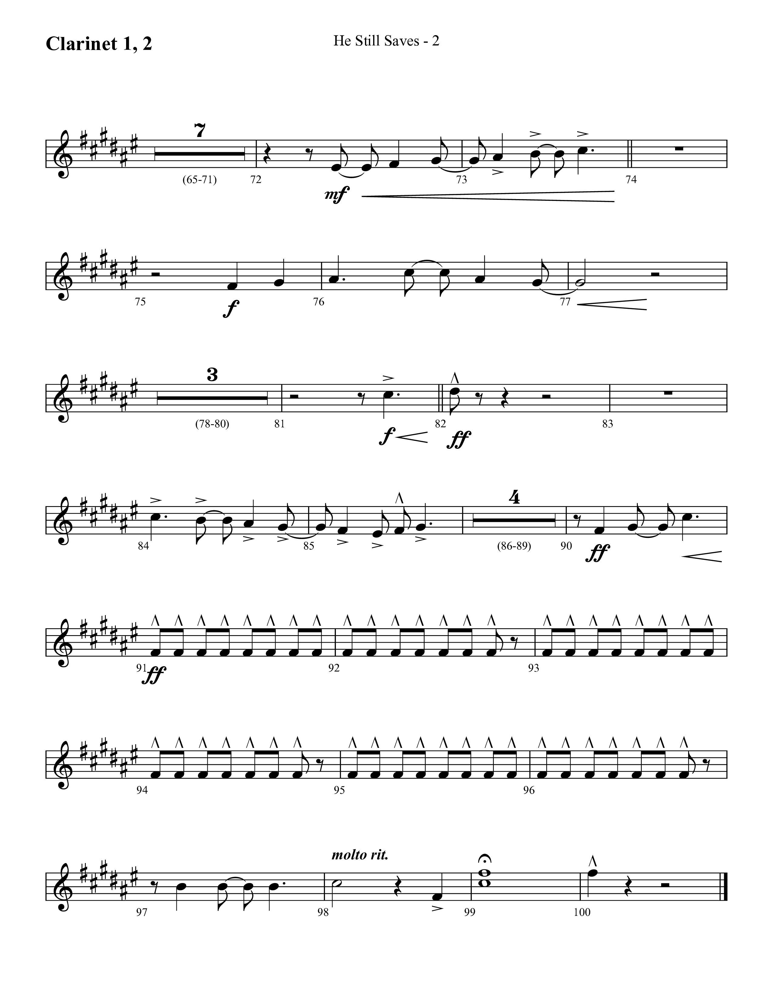 He Still Saves (with Jesus Saves) (Choral Anthem SATB) Clarinet 1/2 (Lifeway Choral / Arr. Cliff Duren)