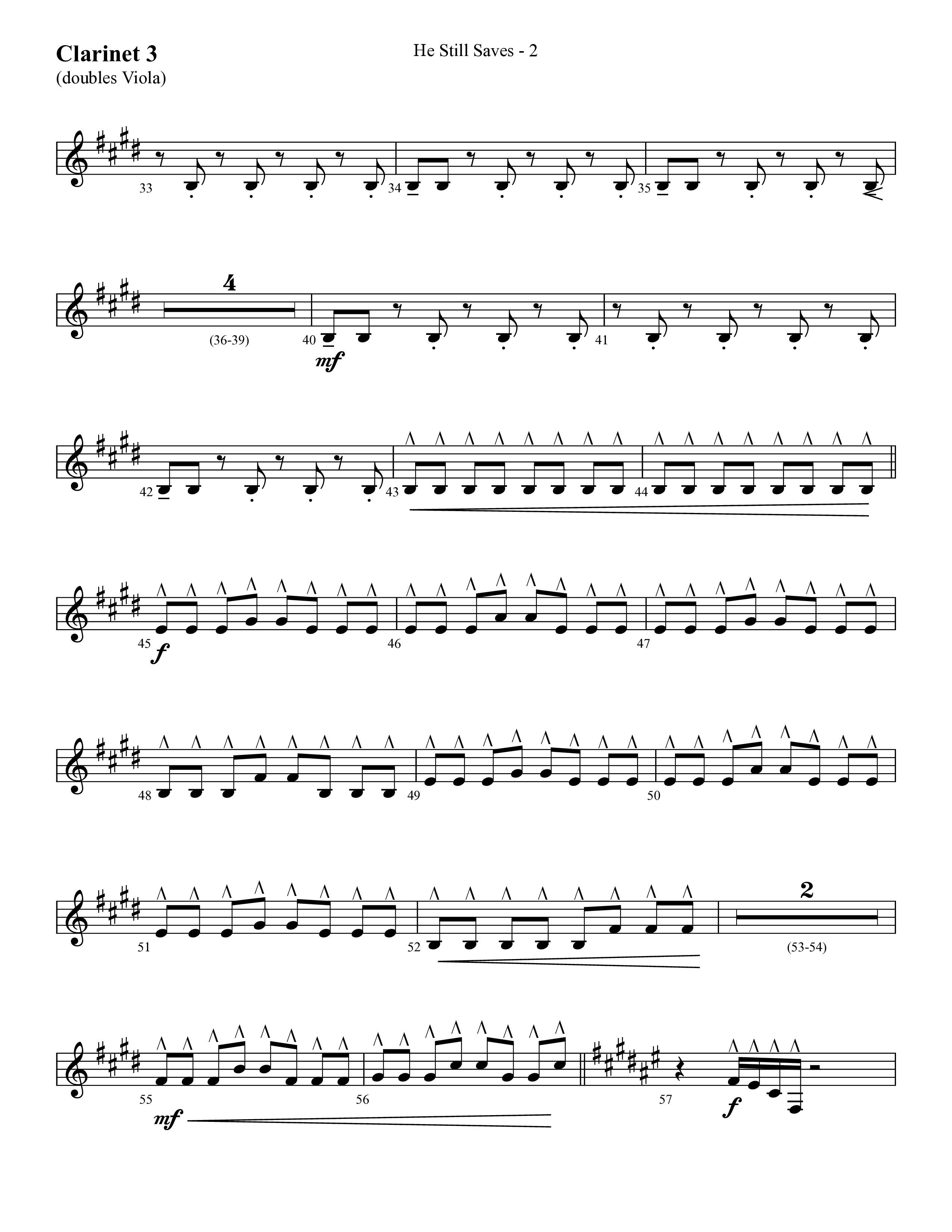 He Still Saves (with Jesus Saves) (Choral Anthem SATB) Clarinet 3 (Lifeway Choral / Arr. Cliff Duren)