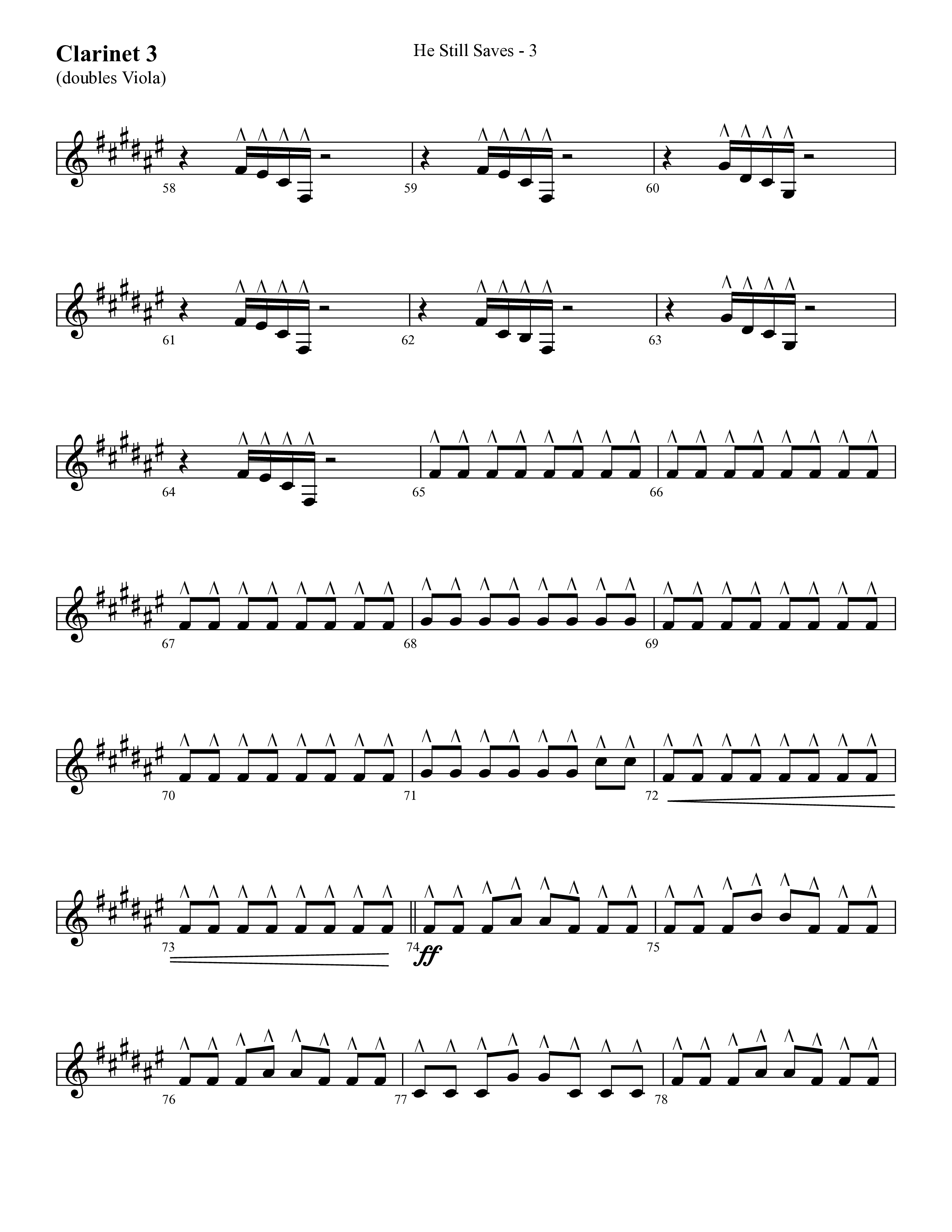 He Still Saves (with Jesus Saves) (Choral Anthem SATB) Clarinet 3 (Lifeway Choral / Arr. Cliff Duren)