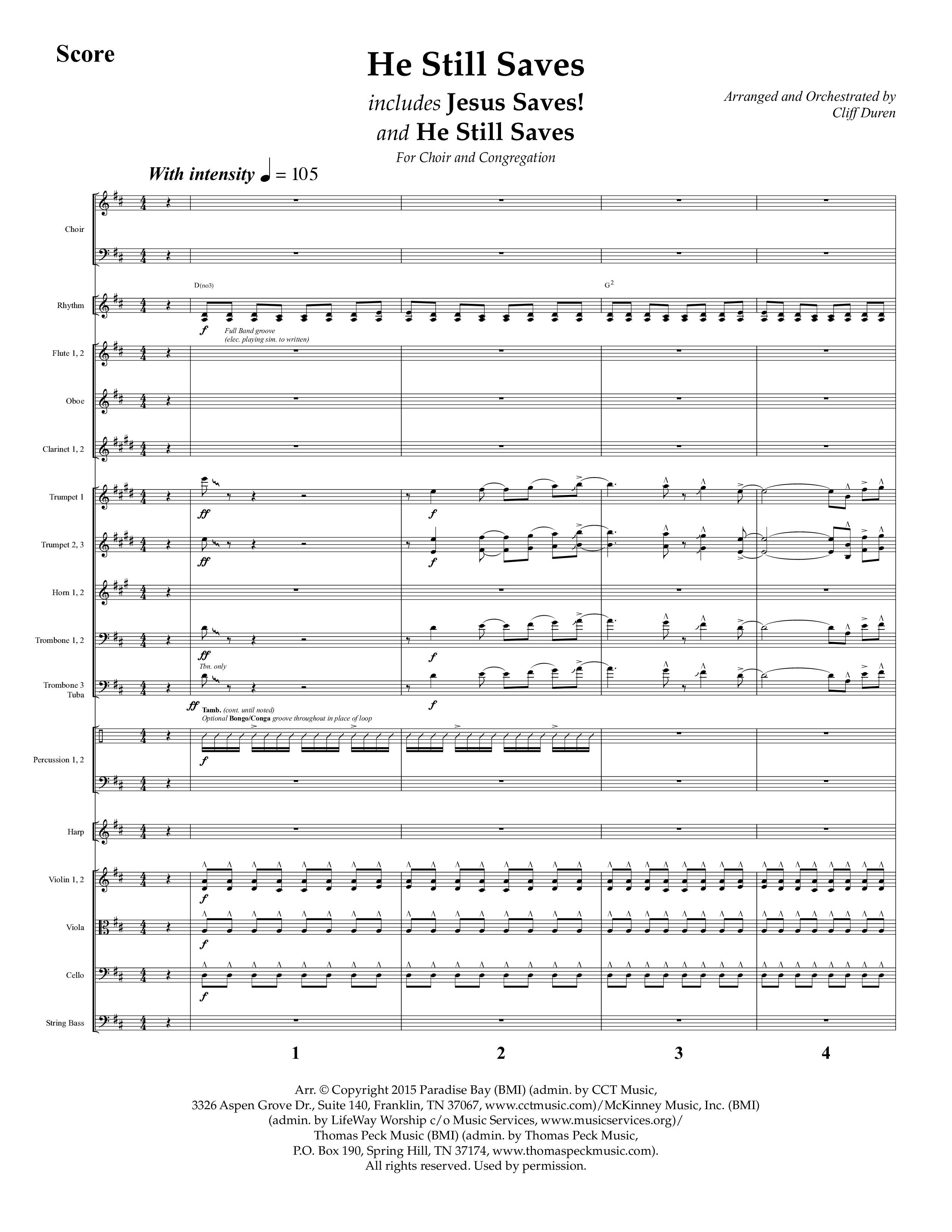 He Still Saves (with Jesus Saves) (Choral Anthem SATB) Conductor's Score (Lifeway Choral / Arr. Cliff Duren)