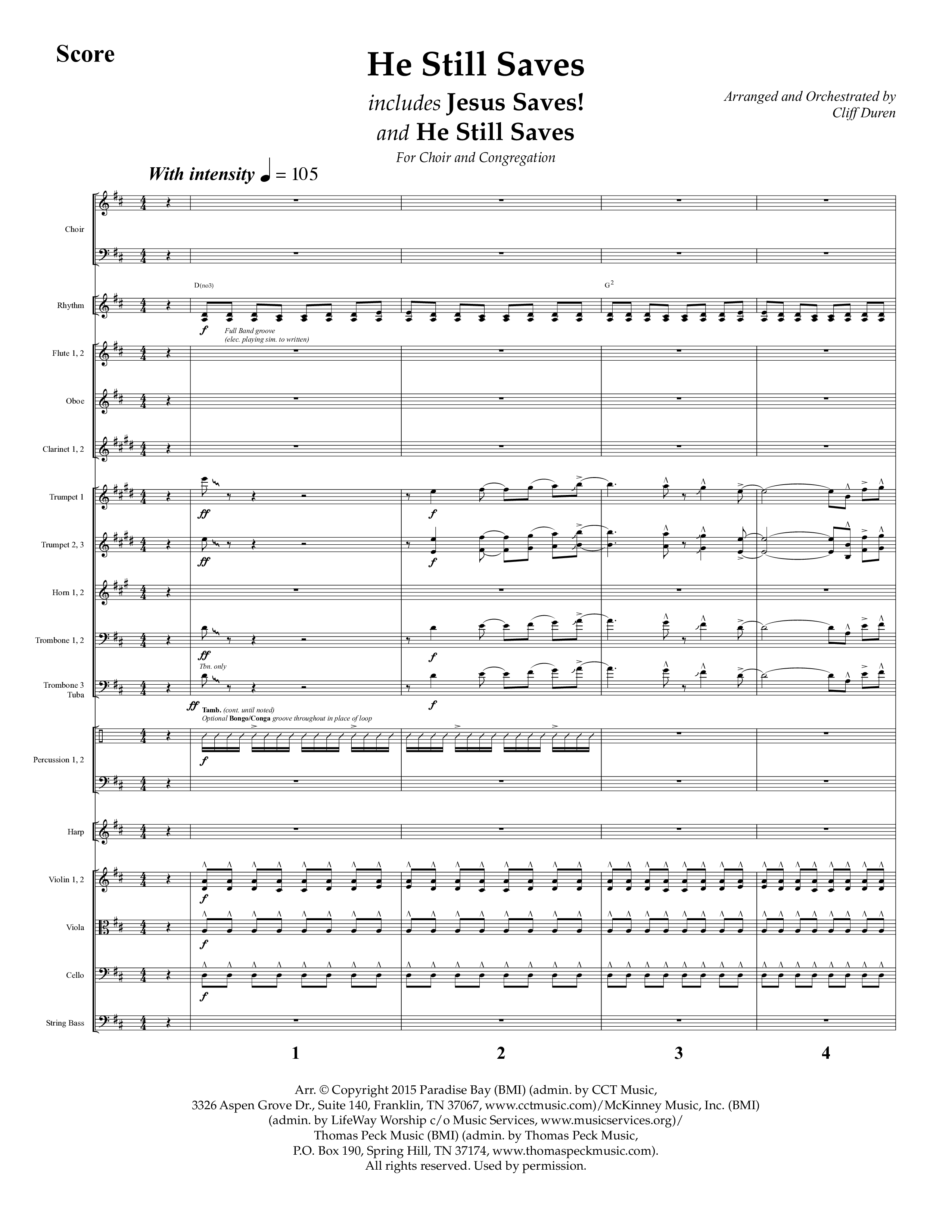 He Still Saves (with Jesus Saves) (Choral Anthem SATB) Orchestration (Lifeway Choral / Arr. Cliff Duren)
