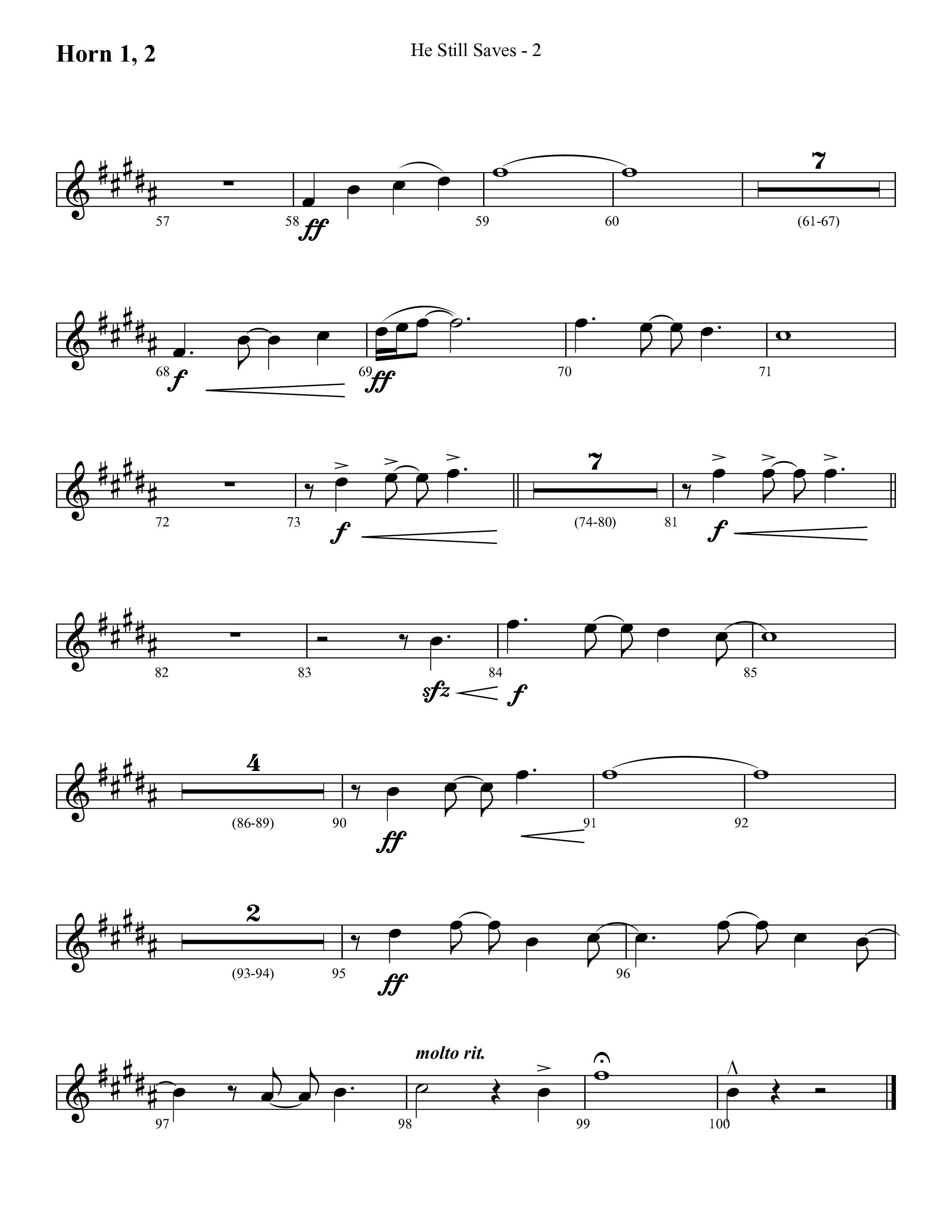 He Still Saves (with Jesus Saves) (Choral Anthem SATB) French Horn 1/2 (Lifeway Choral / Arr. Cliff Duren)
