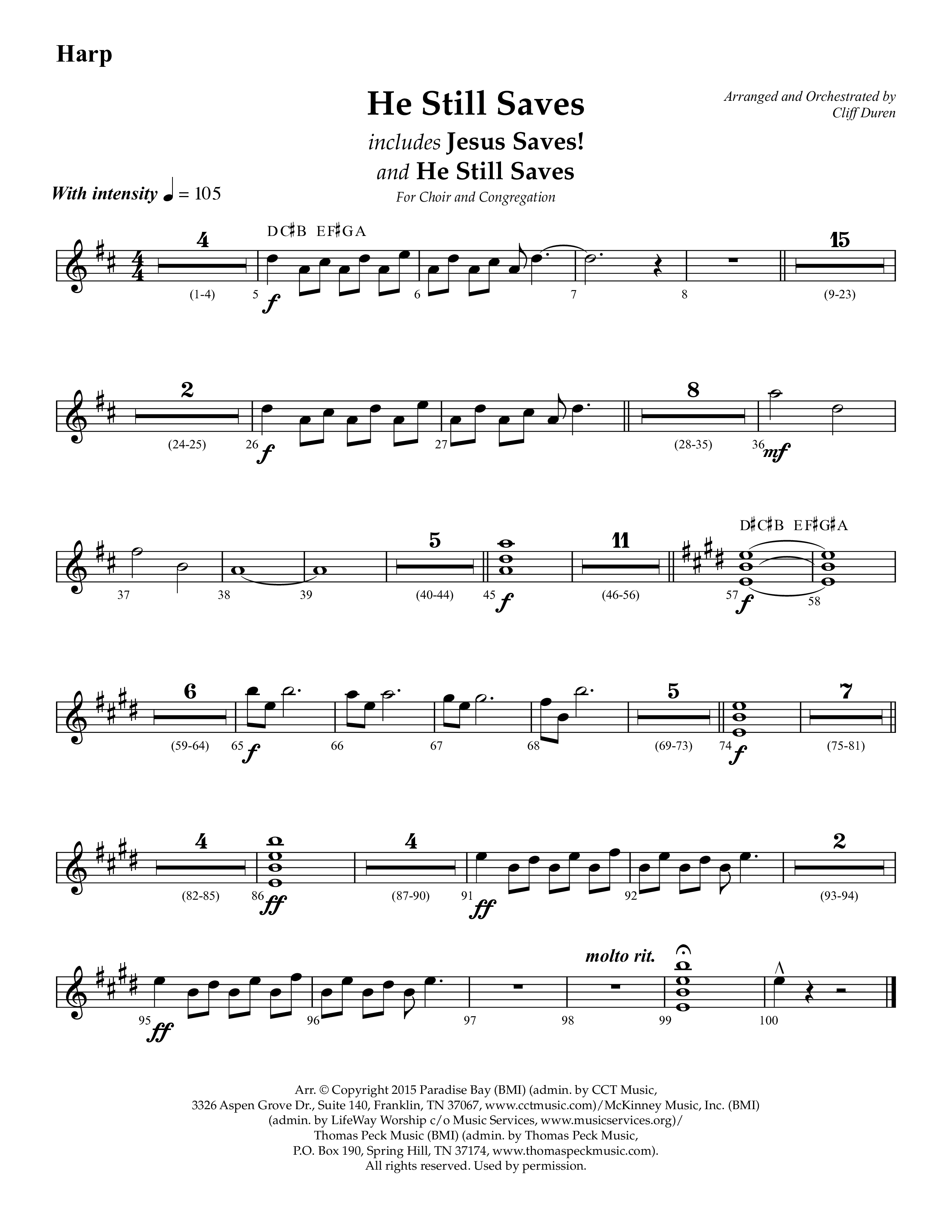 He Still Saves (with Jesus Saves) (Choral Anthem SATB) Harp (Lifeway Choral / Arr. Cliff Duren)