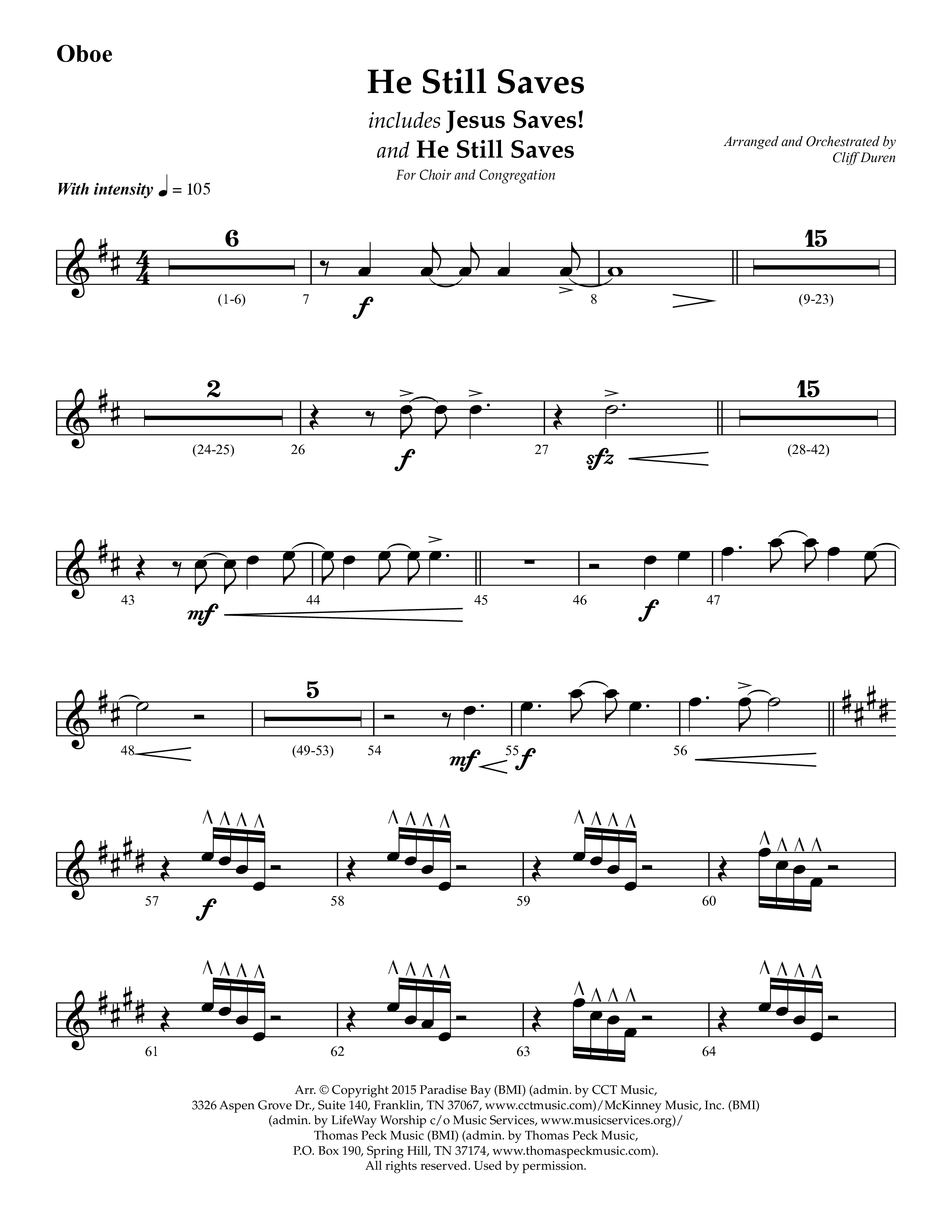 He Still Saves (with Jesus Saves) (Choral Anthem SATB) Oboe (Lifeway Choral / Arr. Cliff Duren)