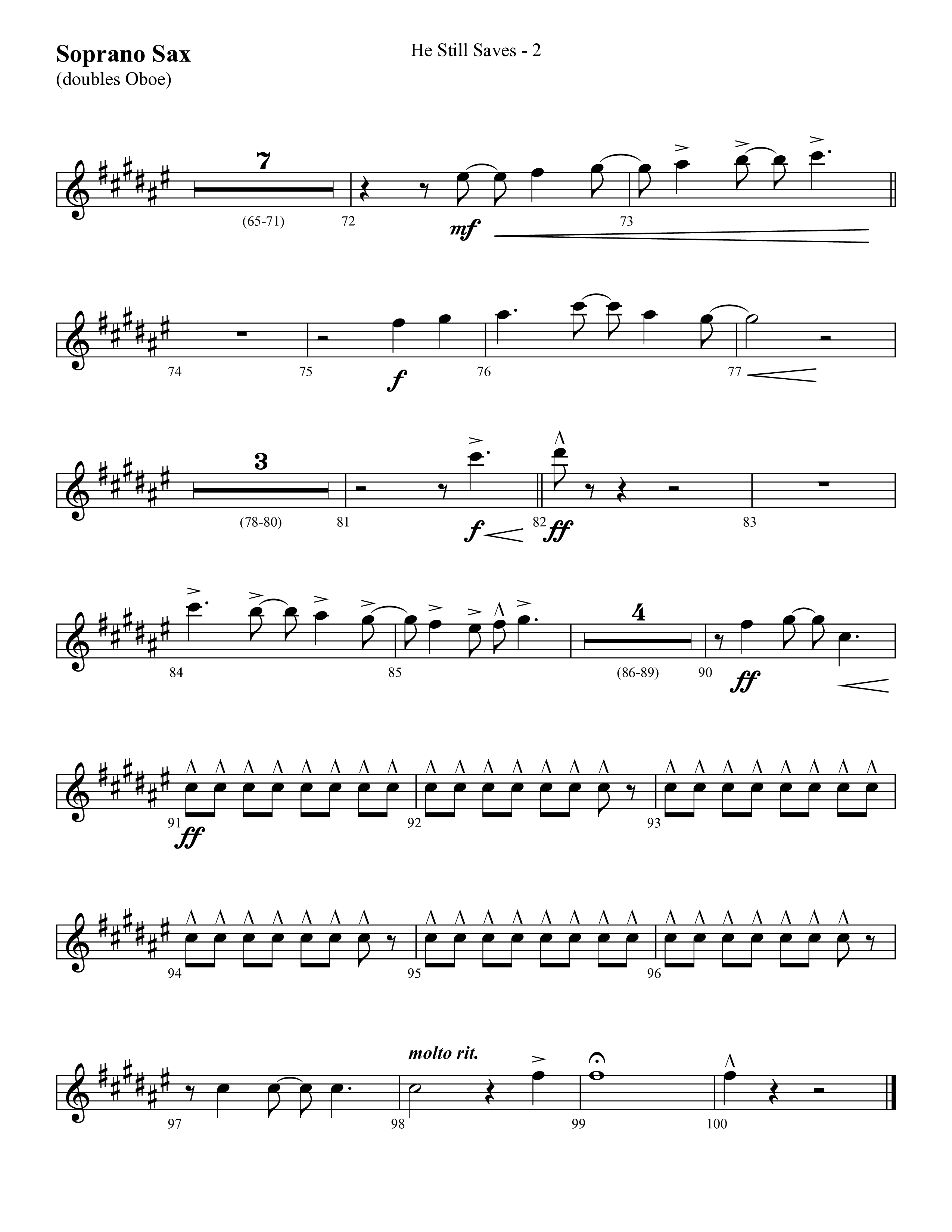 He Still Saves (with Jesus Saves) (Choral Anthem SATB) Soprano Sax (Lifeway Choral / Arr. Cliff Duren)