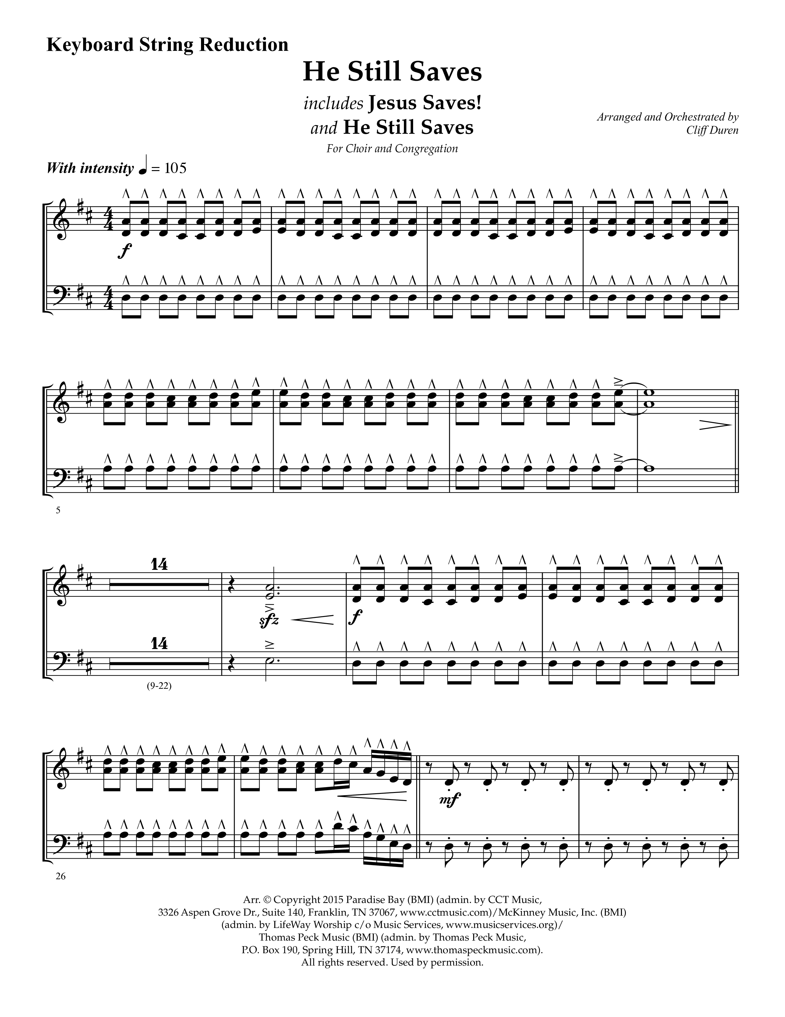 He Still Saves (with Jesus Saves) (Choral Anthem SATB) String Reduction (Lifeway Choral / Arr. Cliff Duren)