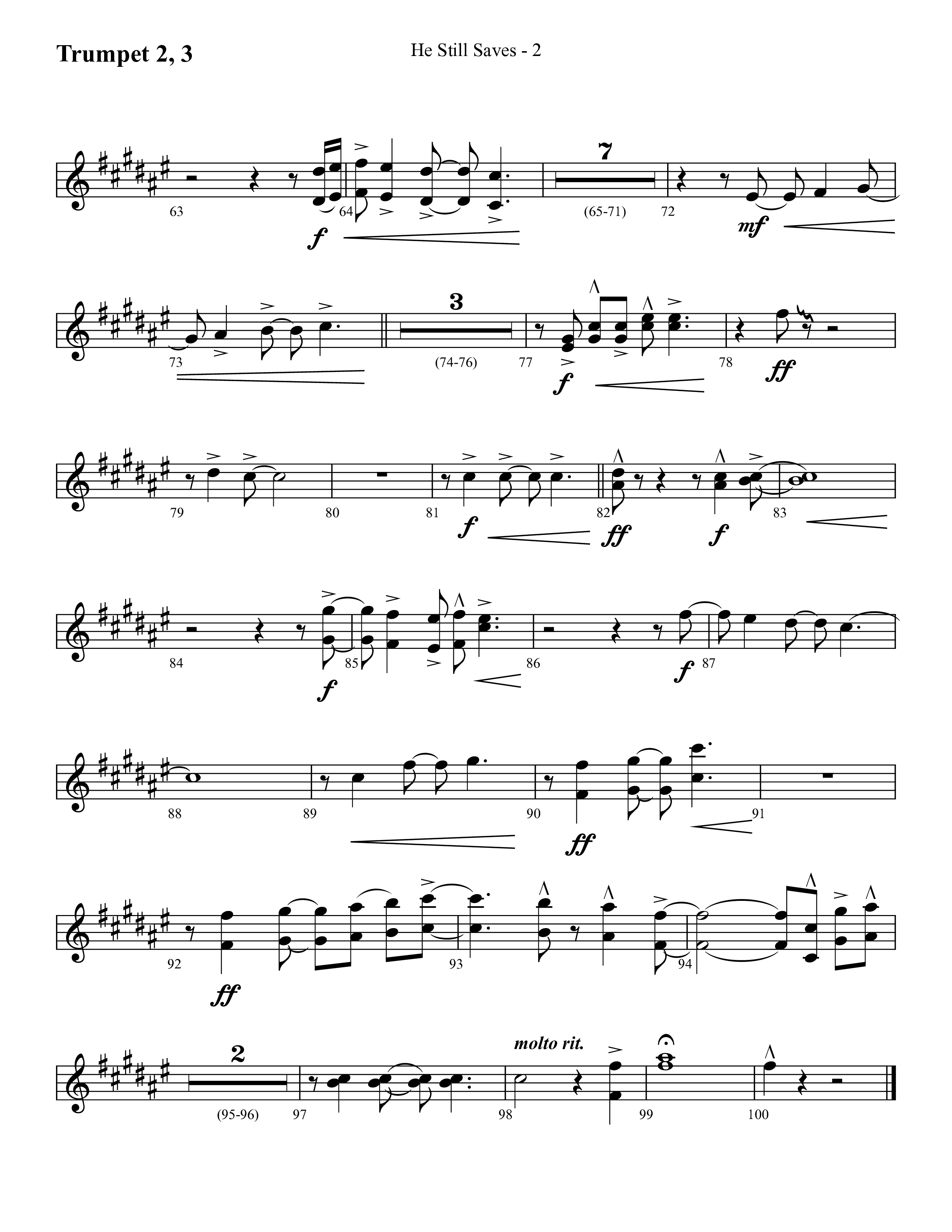 He Still Saves (with Jesus Saves) (Choral Anthem SATB) Trumpet 2/3 (Lifeway Choral / Arr. Cliff Duren)