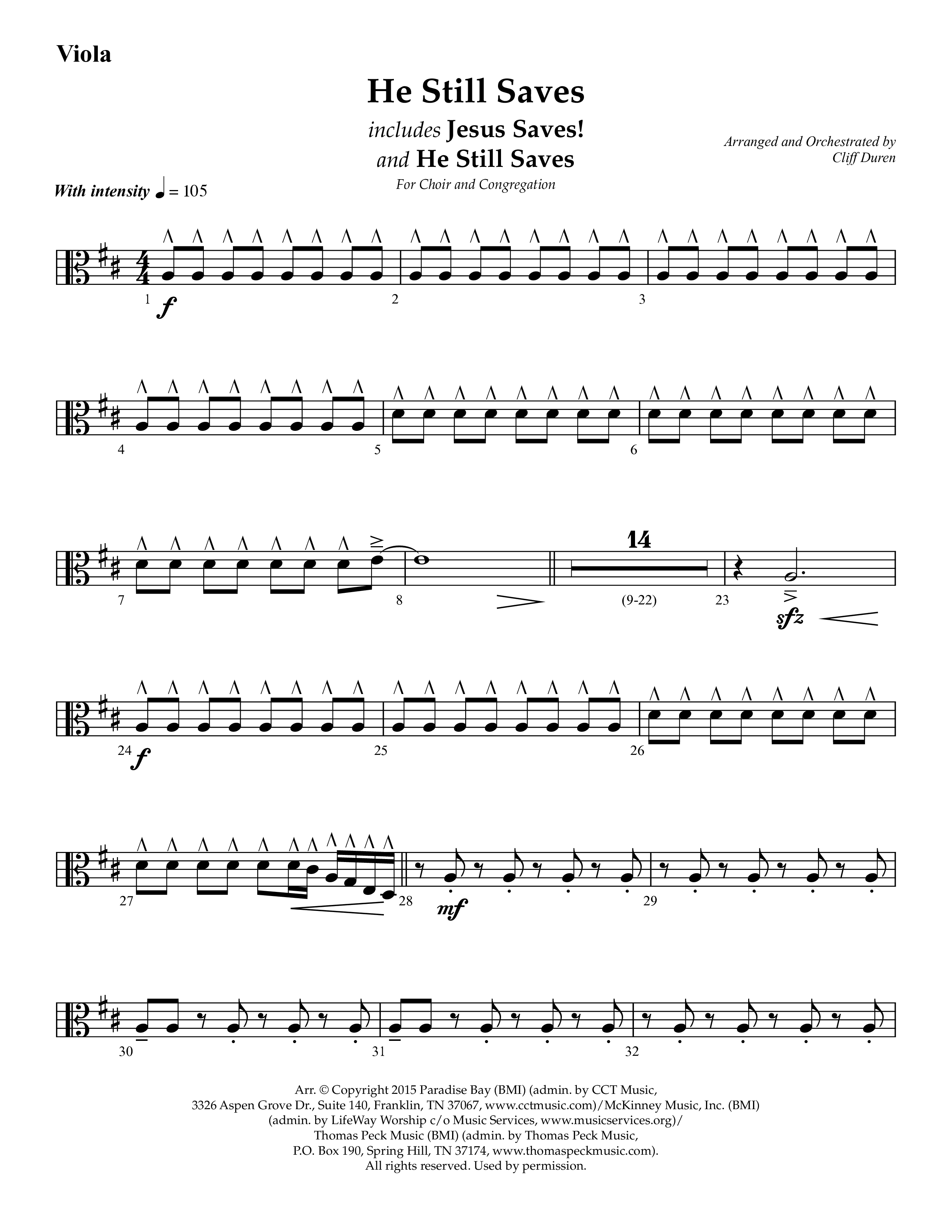 He Still Saves (with Jesus Saves) (Choral Anthem SATB) Viola (Lifeway Choral / Arr. Cliff Duren)