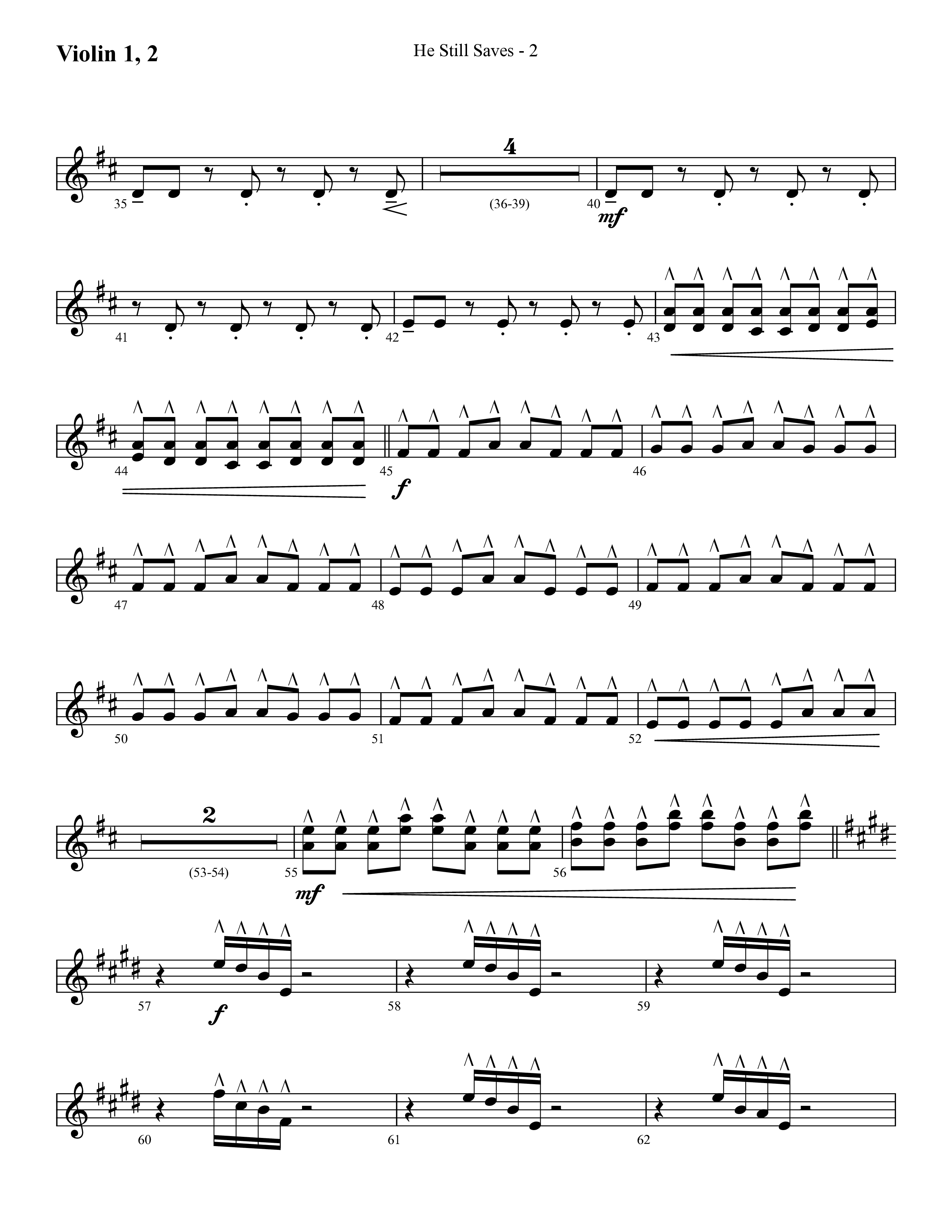 He Still Saves (with Jesus Saves) (Choral Anthem SATB) Violin 1/2 (Lifeway Choral / Arr. Cliff Duren)