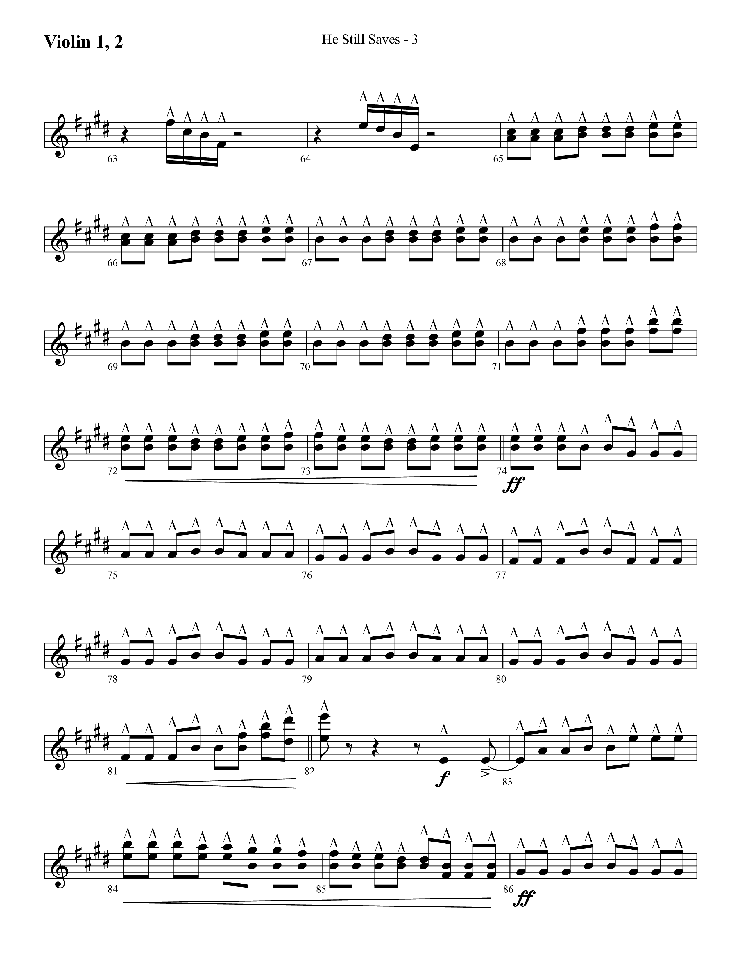 He Still Saves (with Jesus Saves) (Choral Anthem SATB) Violin 1/2 (Lifeway Choral / Arr. Cliff Duren)
