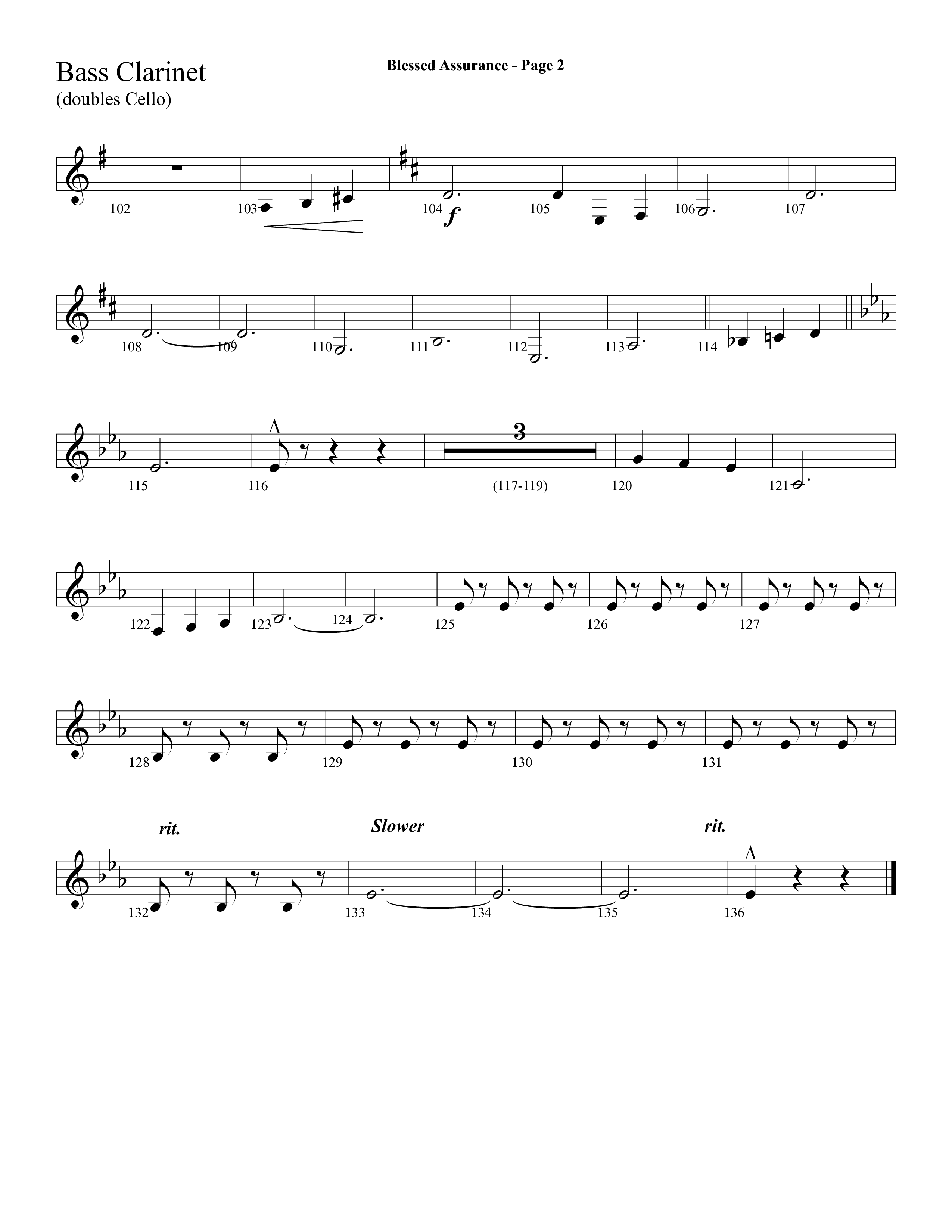 Blessed Assurance (Choral Anthem SATB) Bass Clarinet (Lifeway Choral / Arr. Dave Williamson)