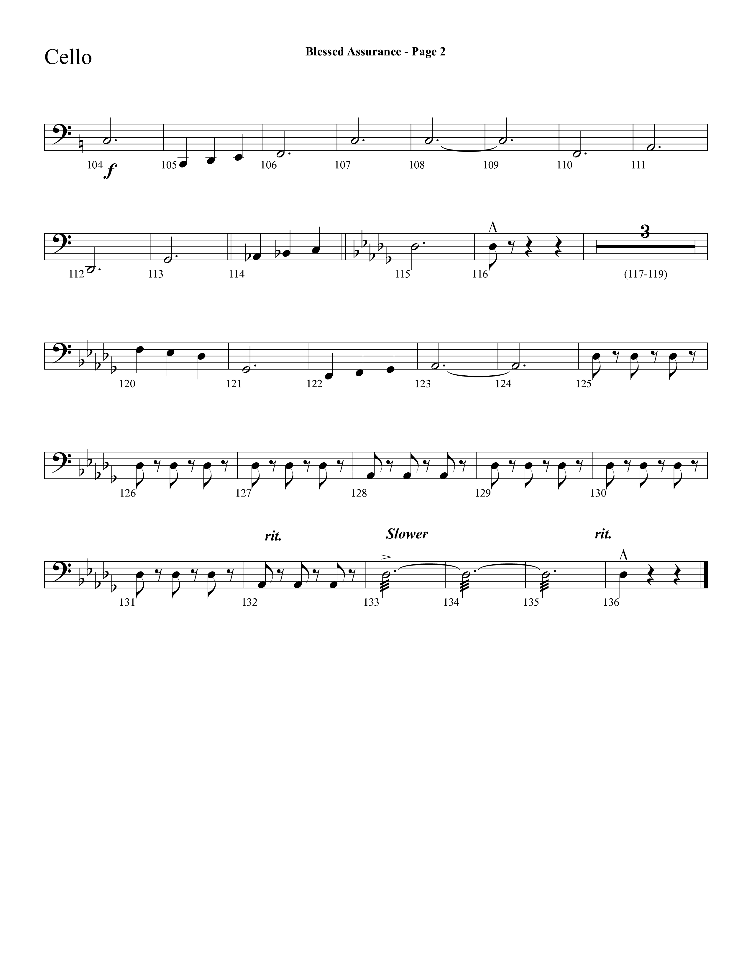Blessed Assurance (Choral Anthem SATB) Cello (Lifeway Choral / Arr. Dave Williamson)