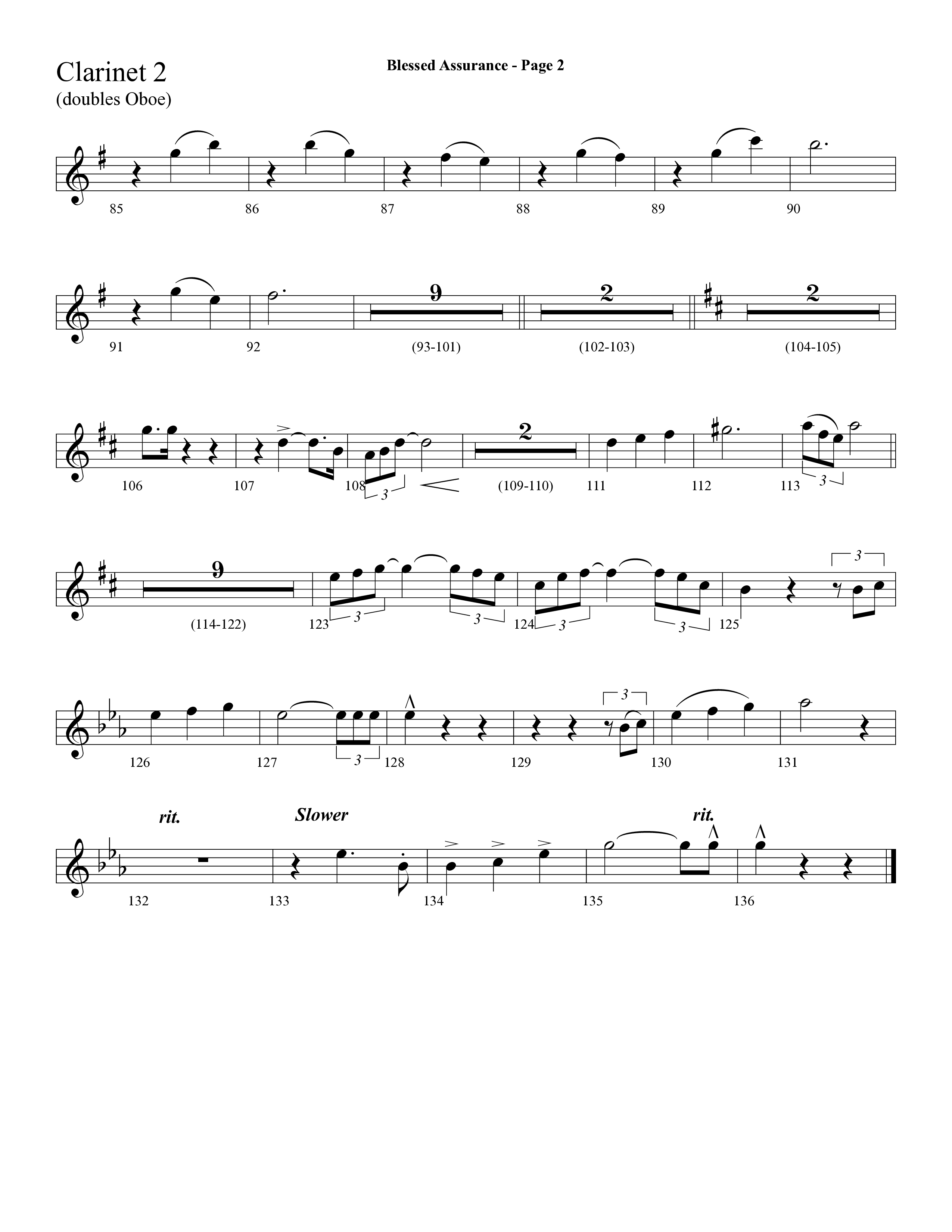 Blessed Assurance (Choral Anthem SATB) Clarinet 1/2 (Lifeway Choral / Arr. Dave Williamson)