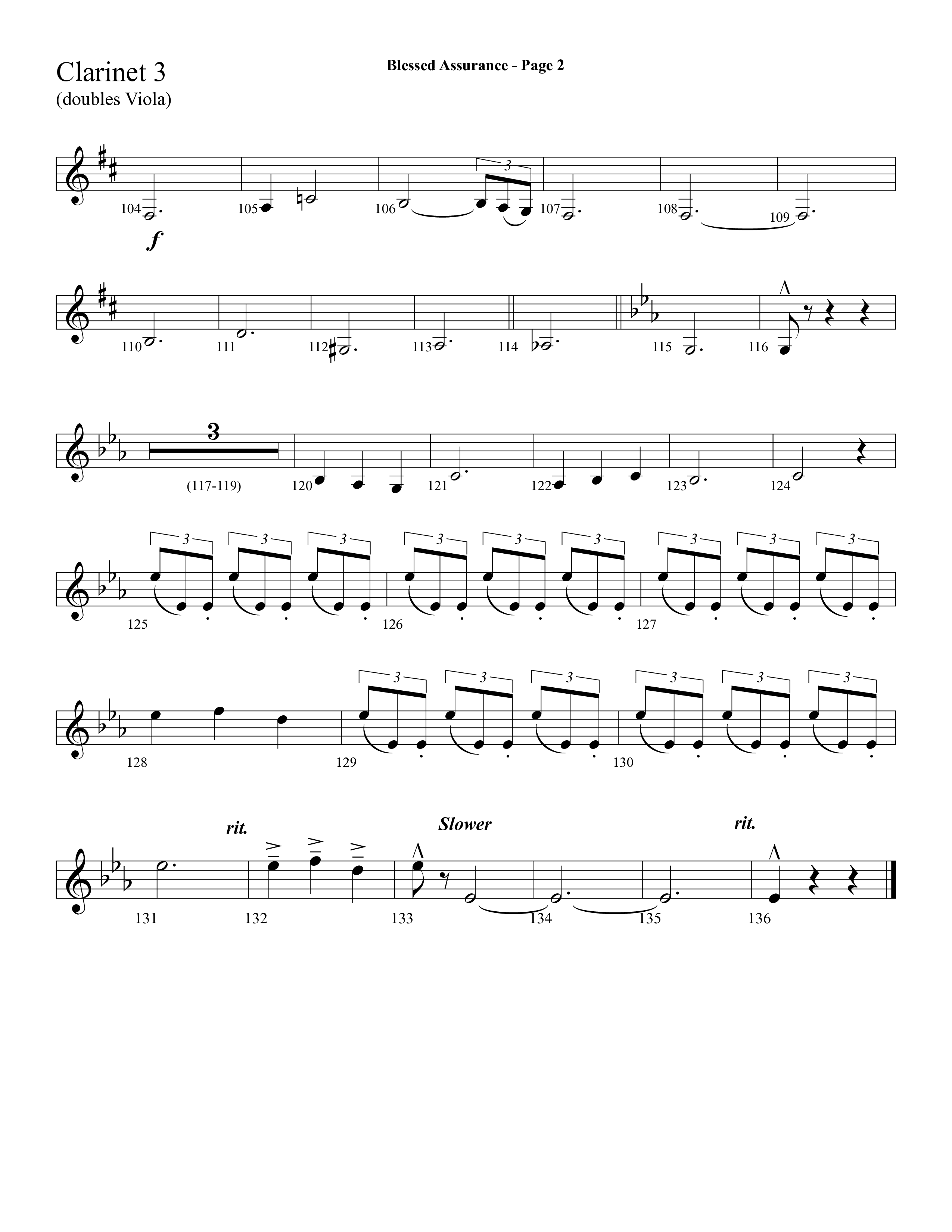 Blessed Assurance (Choral Anthem SATB) Clarinet 3 (Lifeway Choral / Arr. Dave Williamson)