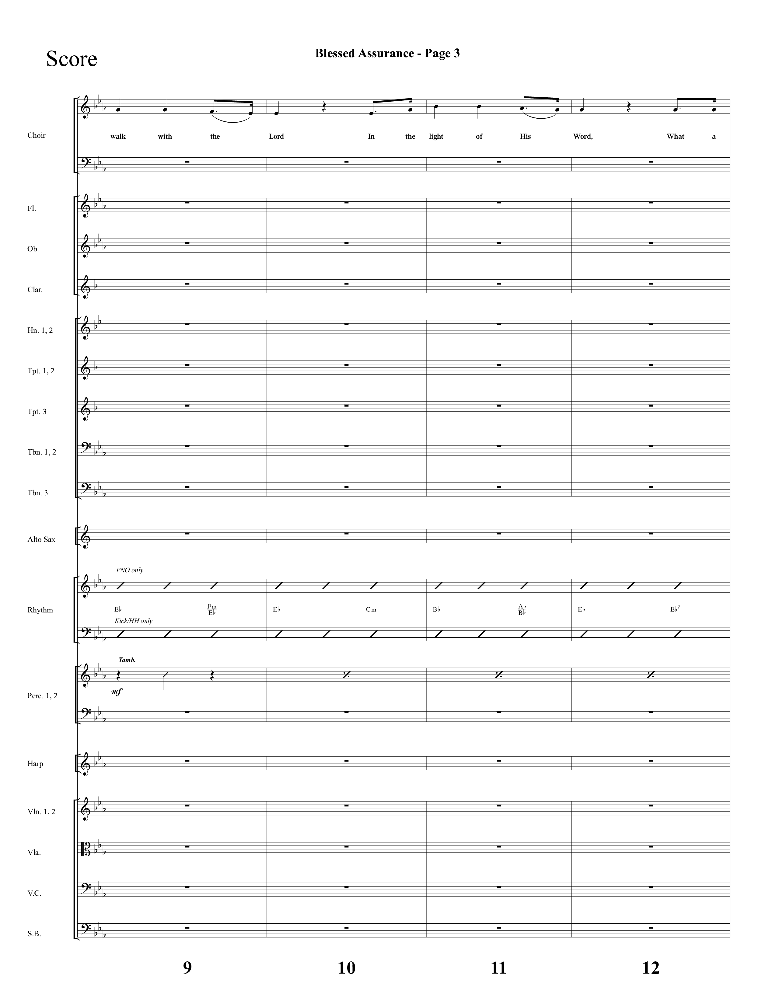Blessed Assurance (Choral Anthem SATB) Orchestration (Lifeway Choral / Arr. Dave Williamson)