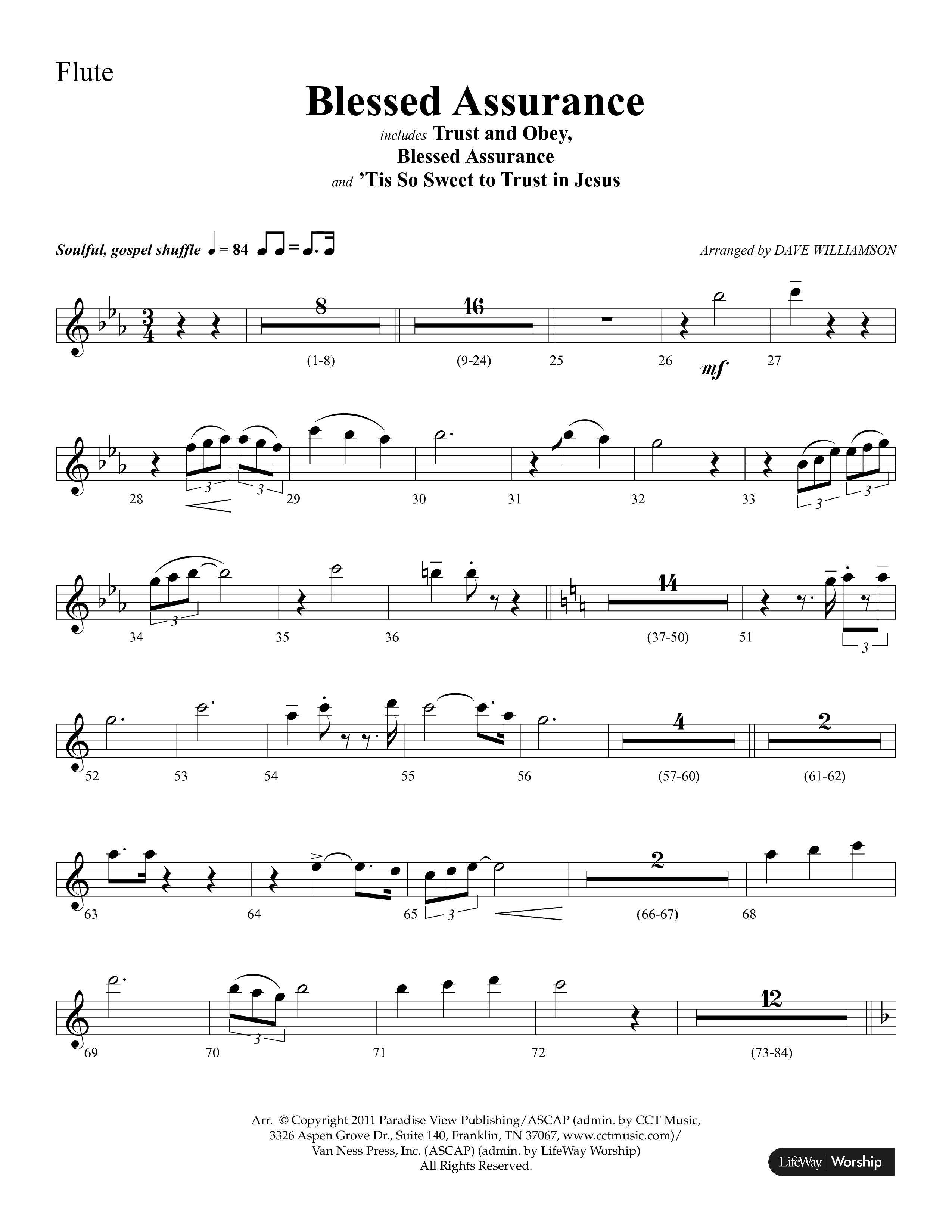 Blessed Assurance (Choral Anthem SATB) Flute (Lifeway Choral / Arr. Dave Williamson)