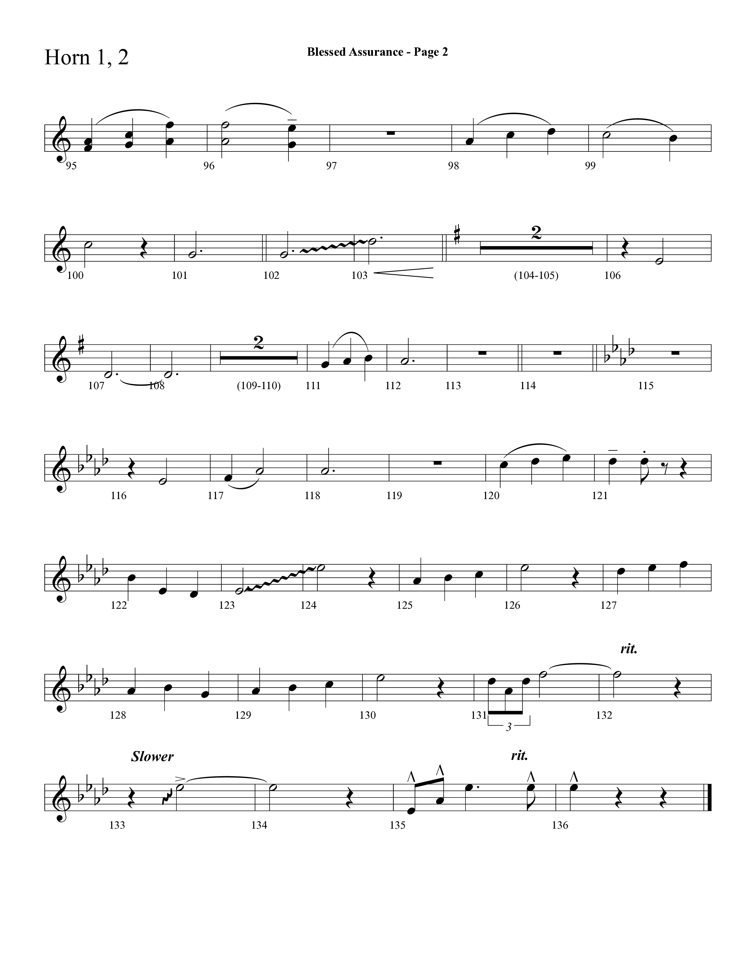 Blessed Assurance (Choral Anthem SATB) French Horn 1/2 (Lifeway Choral / Arr. Dave Williamson)