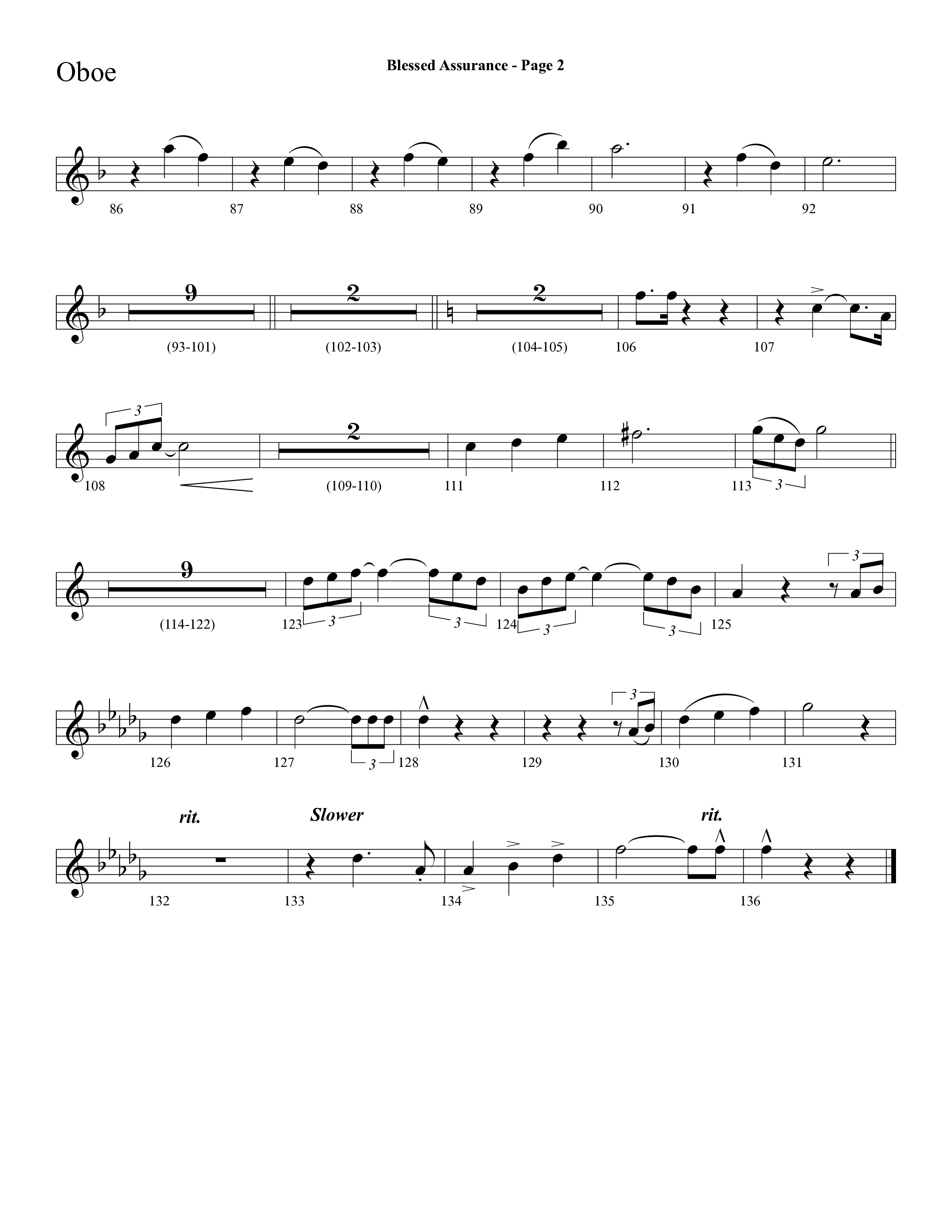 Blessed Assurance (Choral Anthem SATB) Oboe (Lifeway Choral / Arr. Dave Williamson)