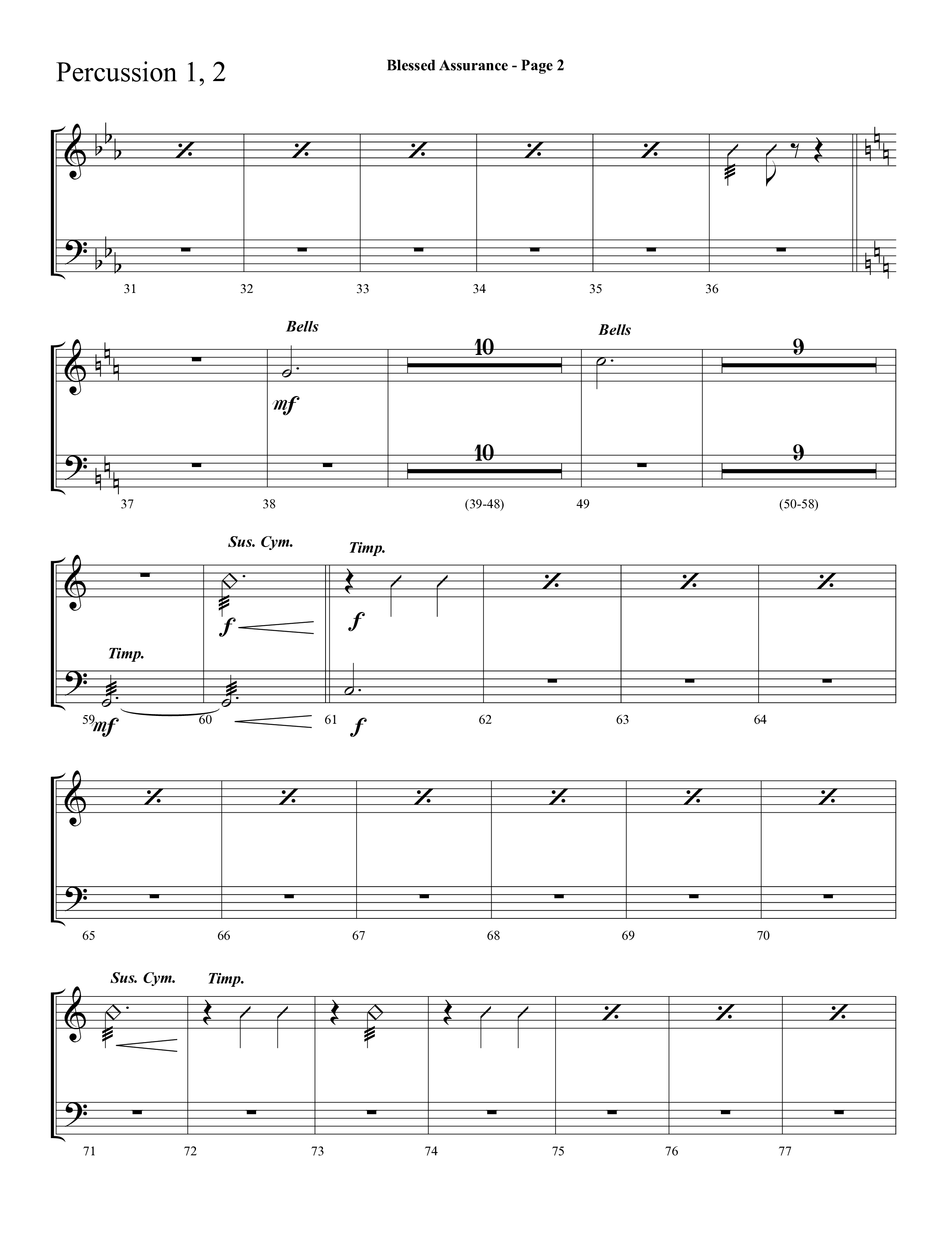 Blessed Assurance (Choral Anthem SATB) Percussion 1/2 (Lifeway Choral / Arr. Dave Williamson)