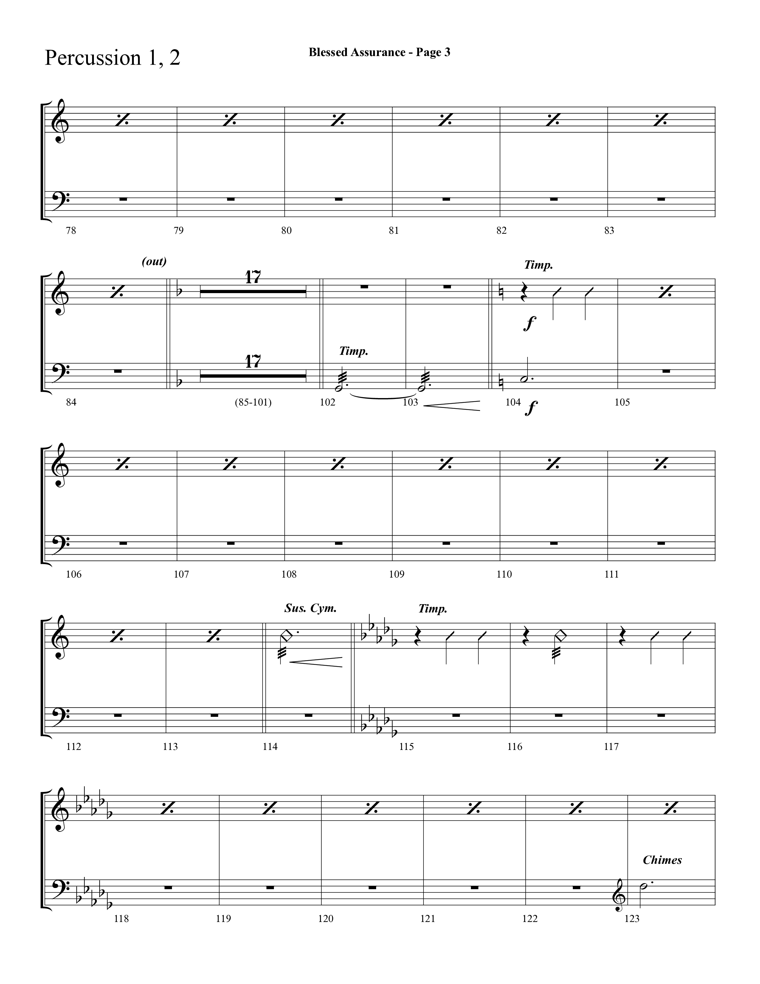 Blessed Assurance (Choral Anthem SATB) Percussion 1/2 (Lifeway Choral / Arr. Dave Williamson)