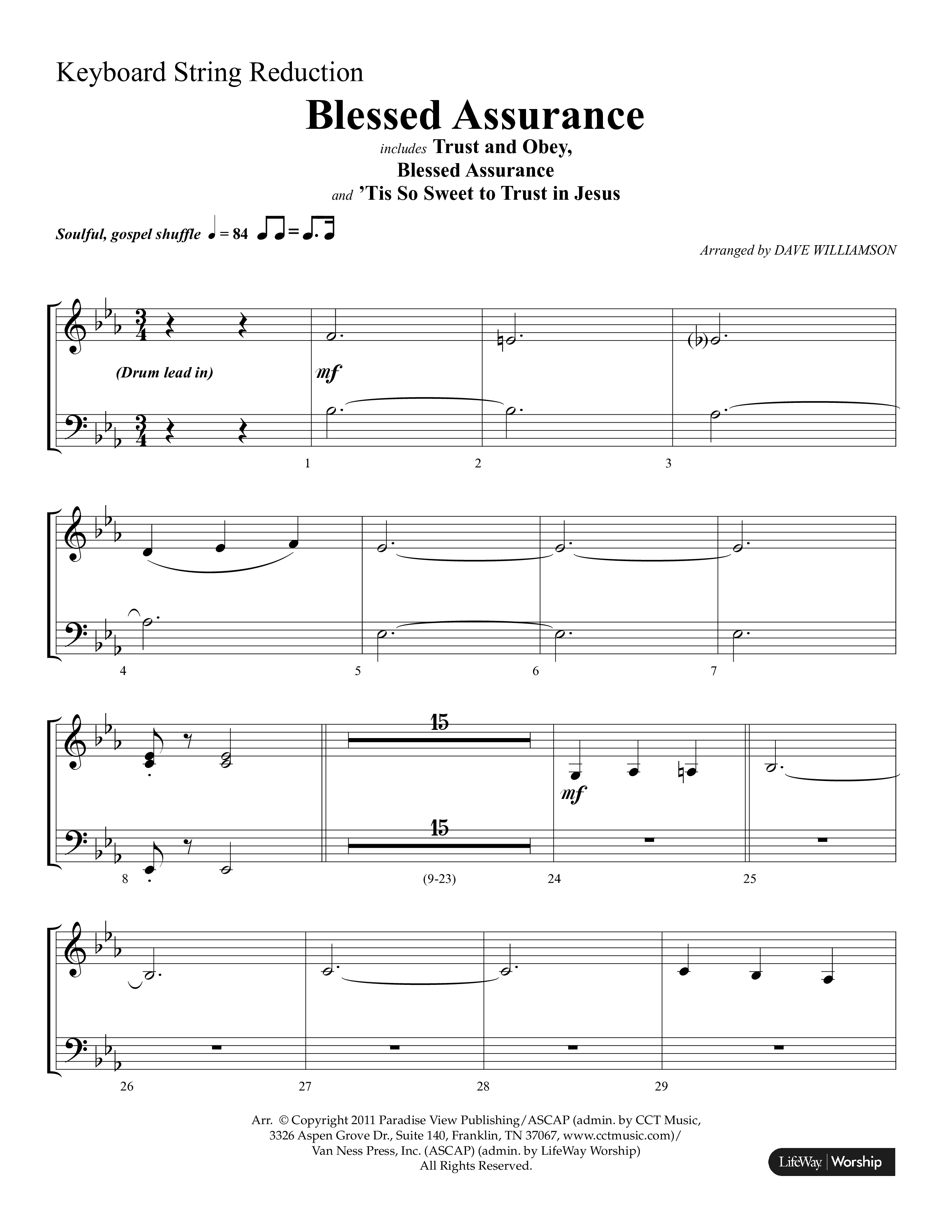 Blessed Assurance (Choral Anthem SATB) String Reduction (Lifeway Choral / Arr. Dave Williamson)