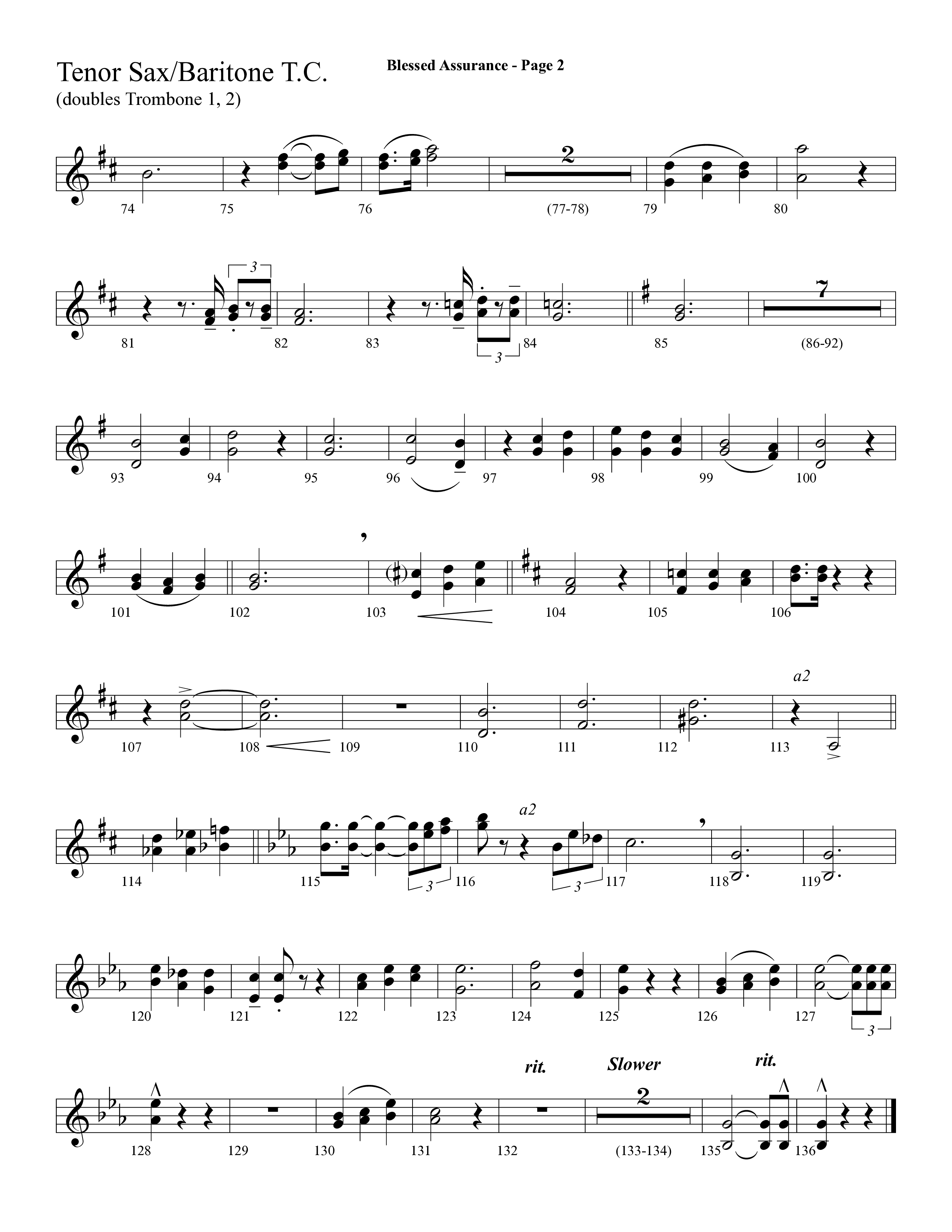 Blessed Assurance (Choral Anthem SATB) Tenor Sax/Baritone T.C. (Lifeway Choral / Arr. Dave Williamson)