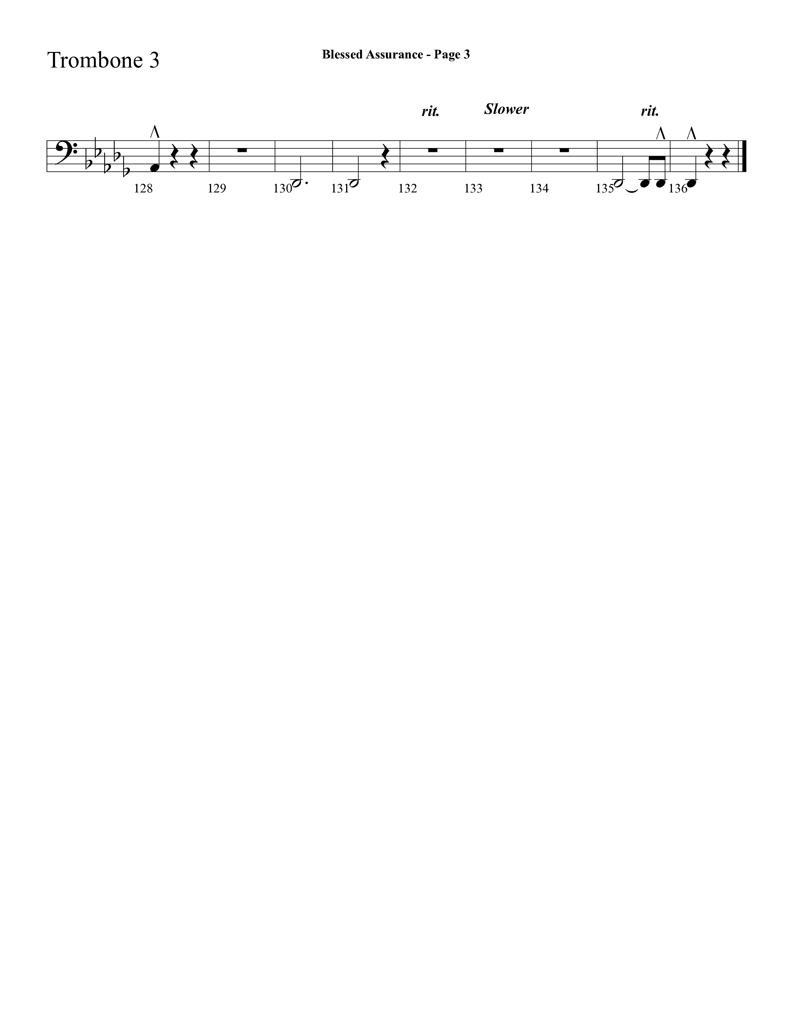 Blessed Assurance (Choral Anthem SATB) Trombone 3 (Lifeway Choral / Arr. Dave Williamson)
