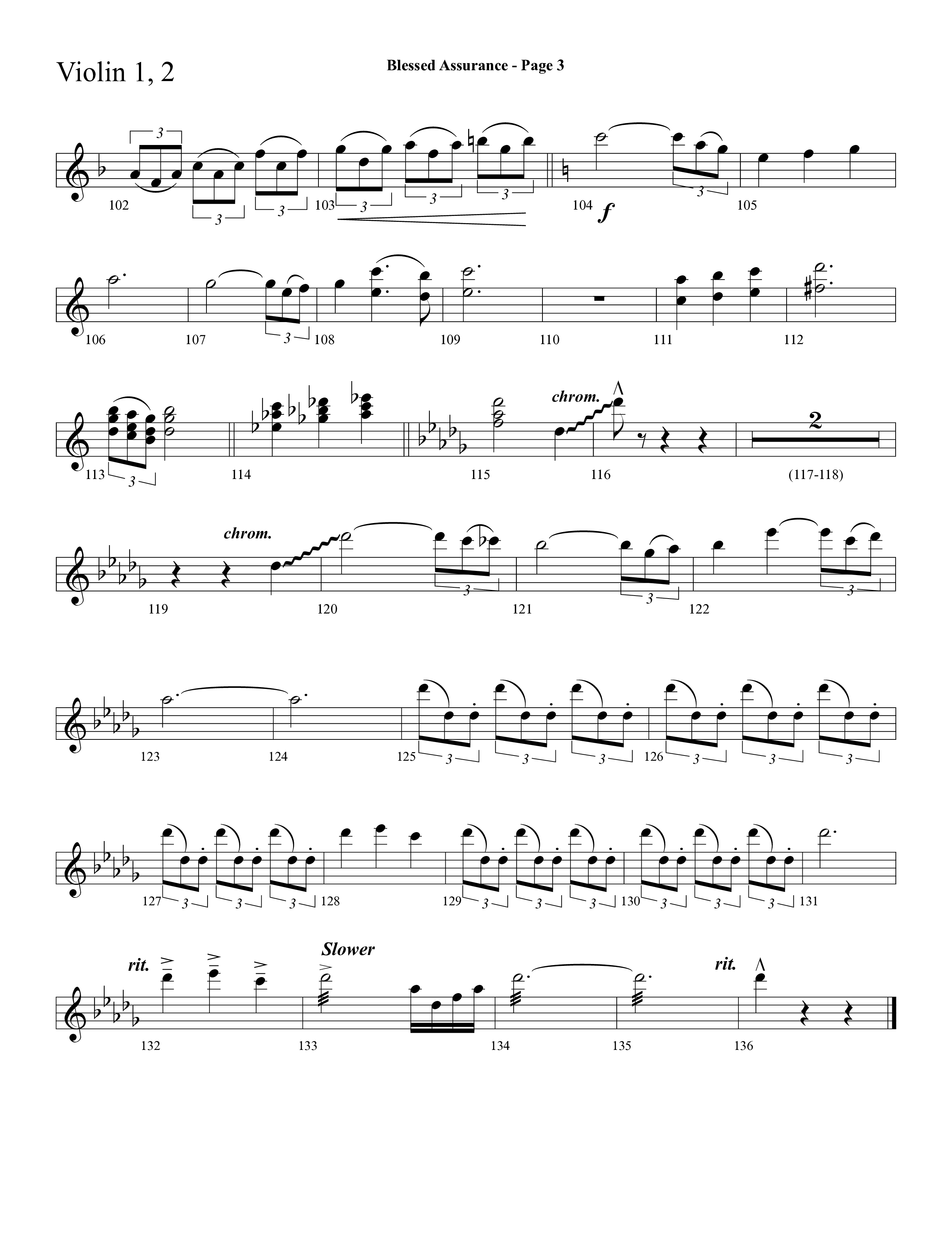Blessed Assurance (Choral Anthem SATB) Violin 1/2 (Lifeway Choral / Arr. Dave Williamson)