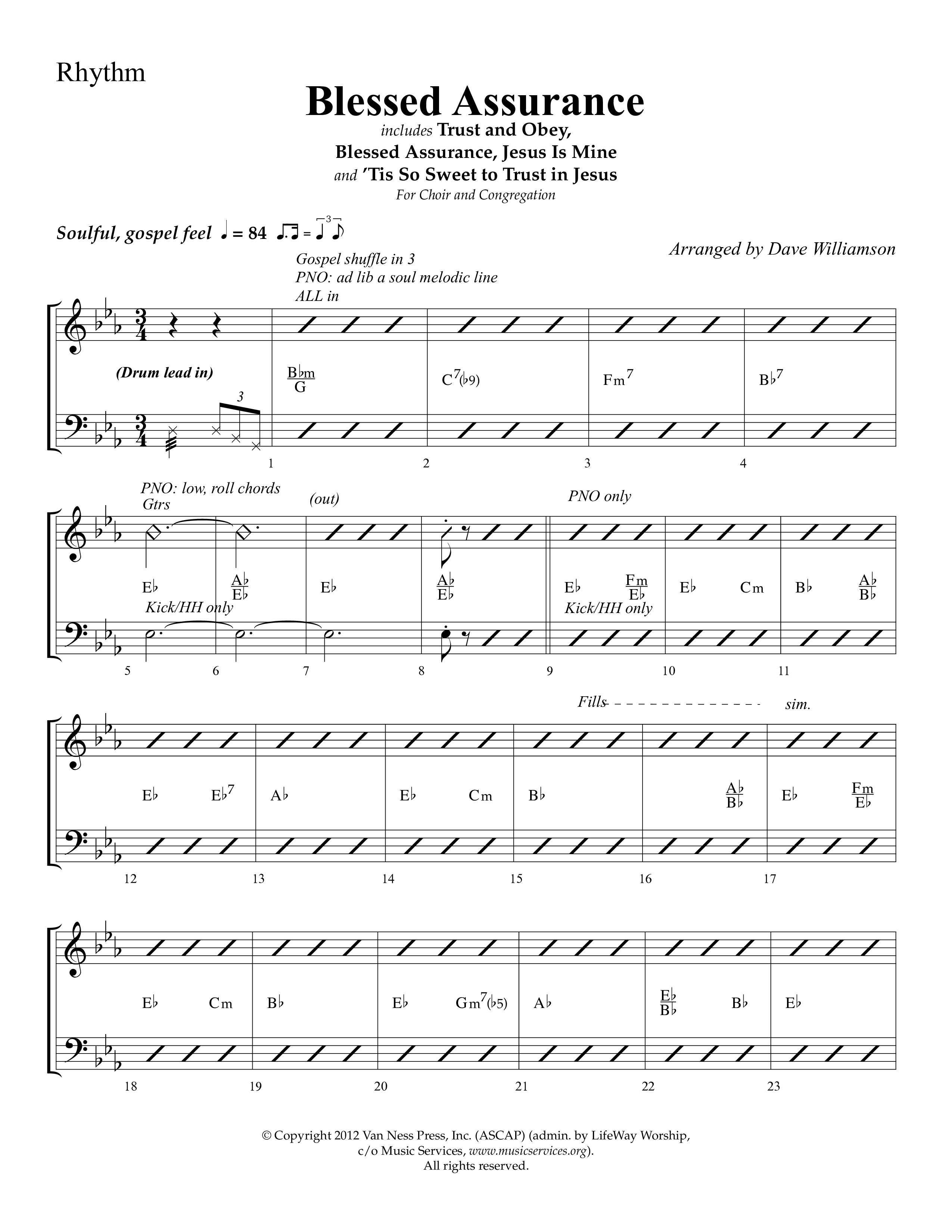 Blessed Assurance (Choral Anthem SATB) Lead Melody & Rhythm (Lifeway Choral / Arr. Dave Williamson)