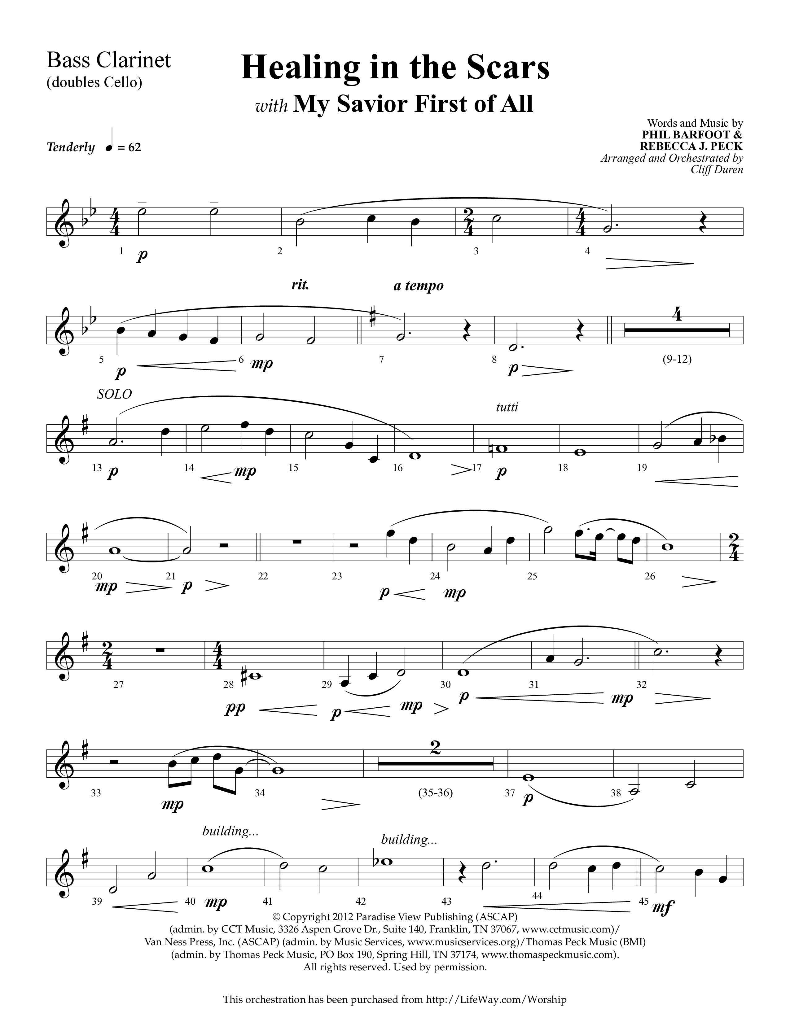 Healing In The Scars (with My Savior First Of All) (Choral Anthem SATB) Bass Clarinet (Lifeway Choral / Arr. Cliff Duren)