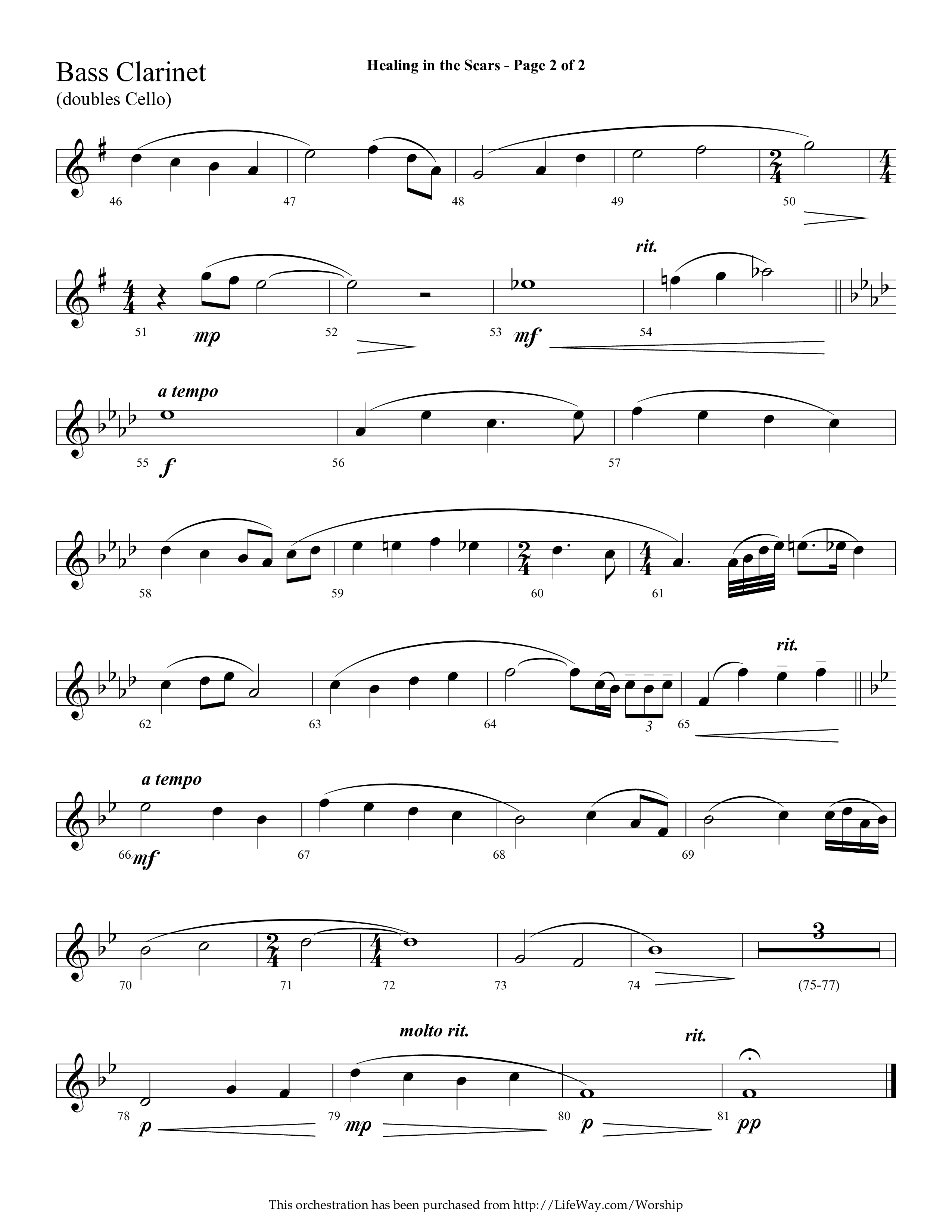 Healing In The Scars (with My Savior First Of All) (Choral Anthem SATB) Bass Clarinet (Lifeway Choral / Arr. Cliff Duren)