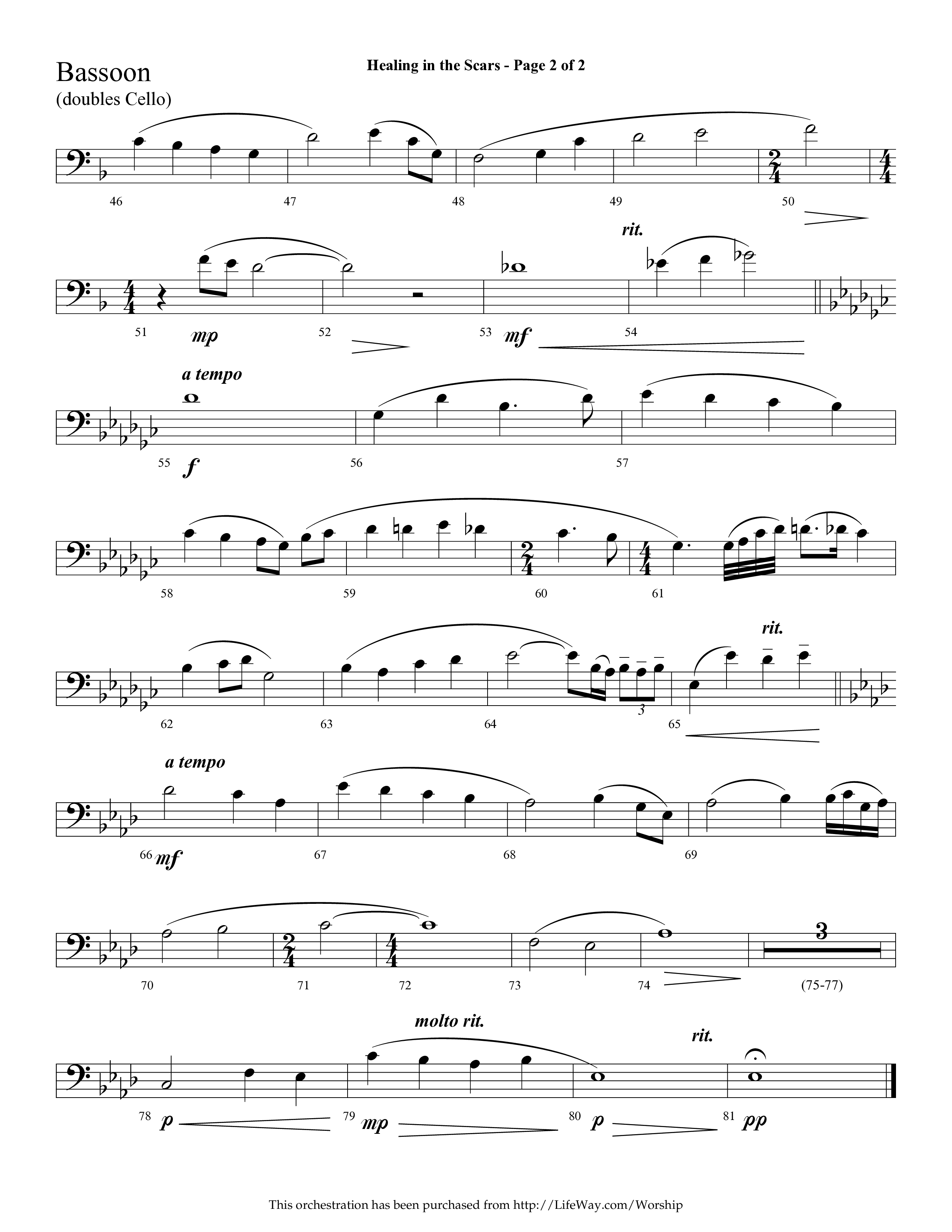 Healing In The Scars (with My Savior First Of All) (Choral Anthem SATB) Bassoon (Lifeway Choral / Arr. Cliff Duren)