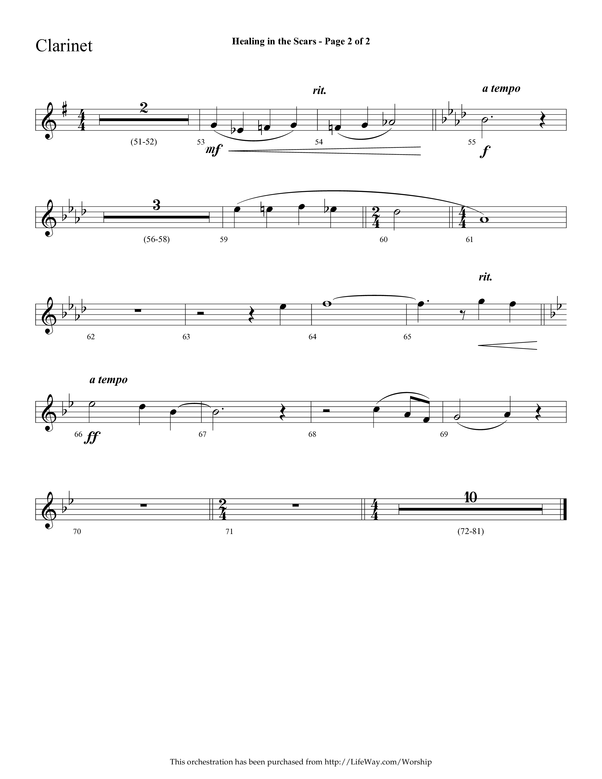 Healing In The Scars (with My Savior First Of All) (Choral Anthem SATB) Clarinet (Lifeway Choral / Arr. Cliff Duren)